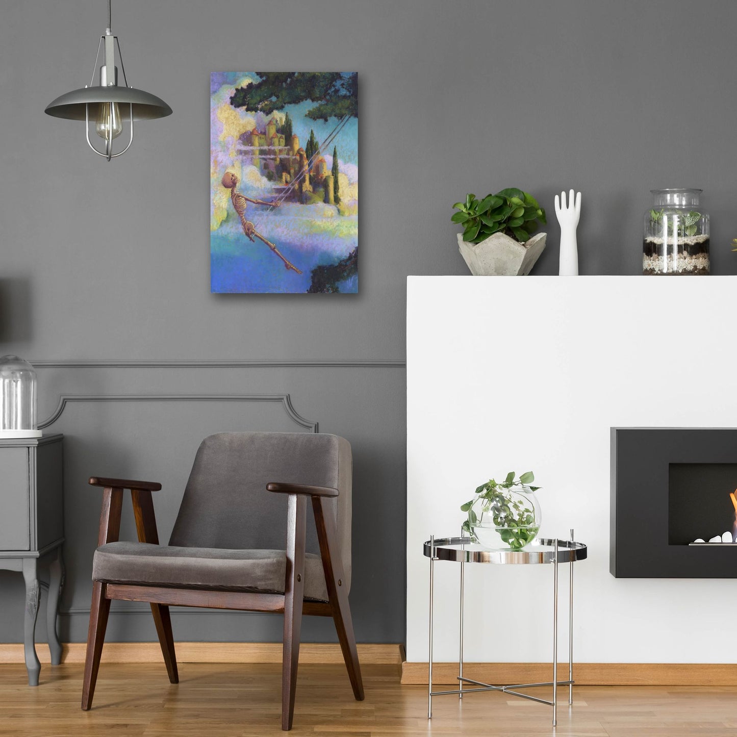Epic Art 'Swingin-Skelly' by Marie Marfia Fine Art, Acrylic Glass Wall Art,16x24