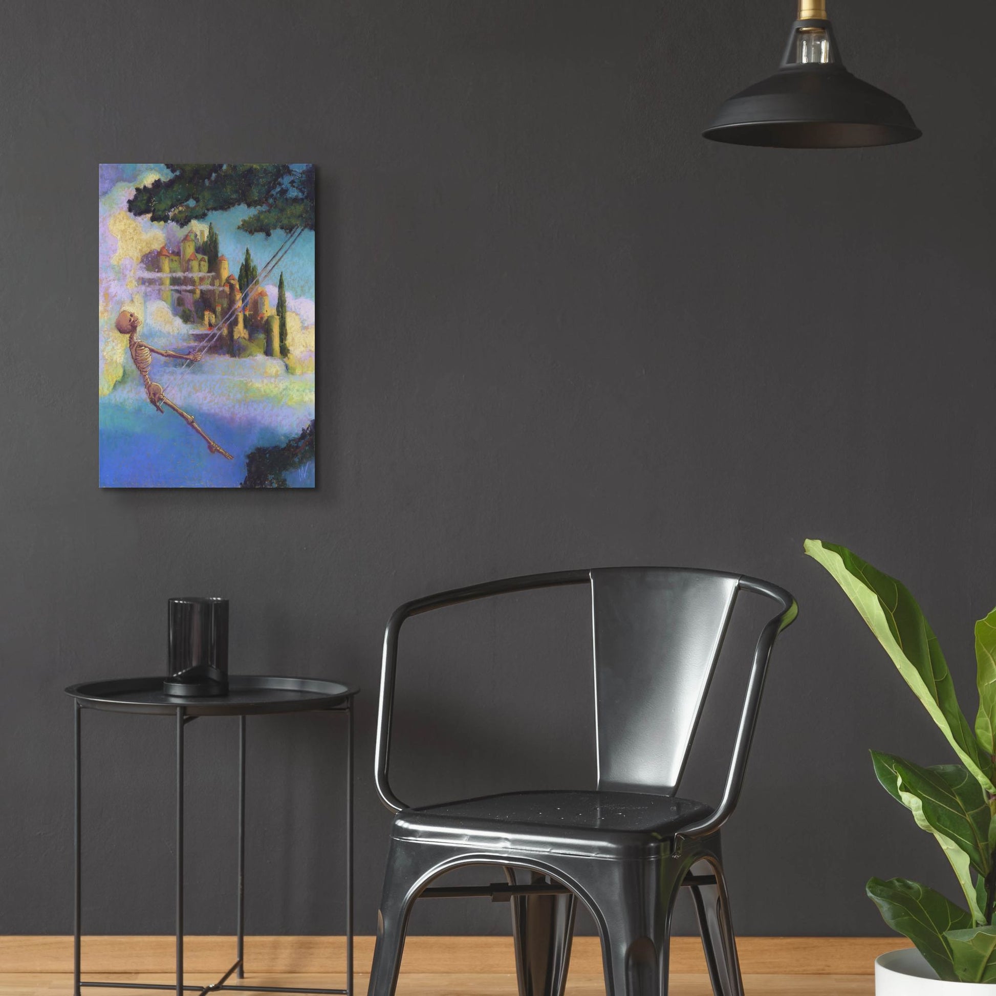 Epic Art 'Swingin-Skelly' by Marie Marfia Fine Art, Acrylic Glass Wall Art,16x24