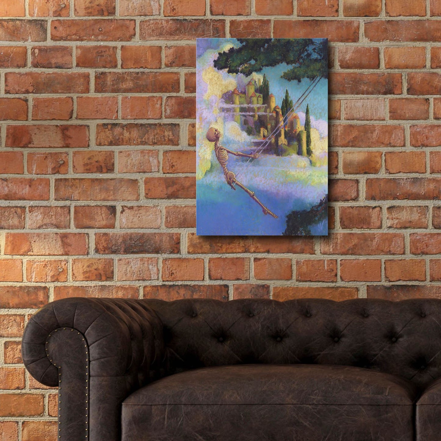 Epic Art 'Swingin-Skelly' by Marie Marfia Fine Art, Acrylic Glass Wall Art,16x24