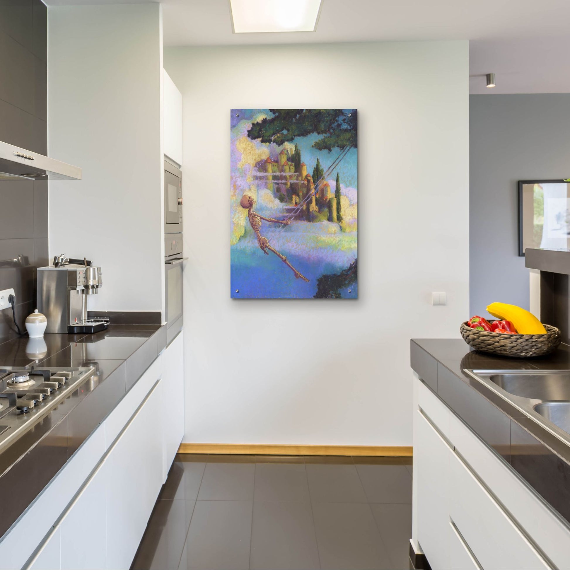Epic Art 'Swingin-Skelly' by Marie Marfia Fine Art, Acrylic Glass Wall Art,24x36