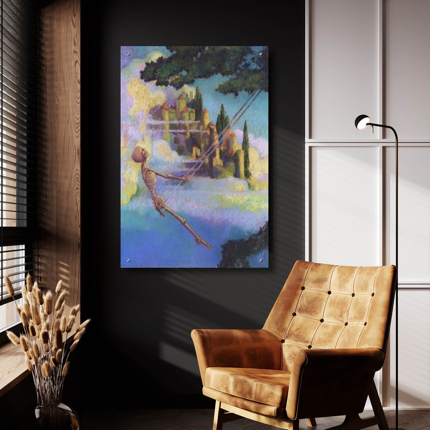 Epic Art 'Swingin-Skelly' by Marie Marfia Fine Art, Acrylic Glass Wall Art,24x36