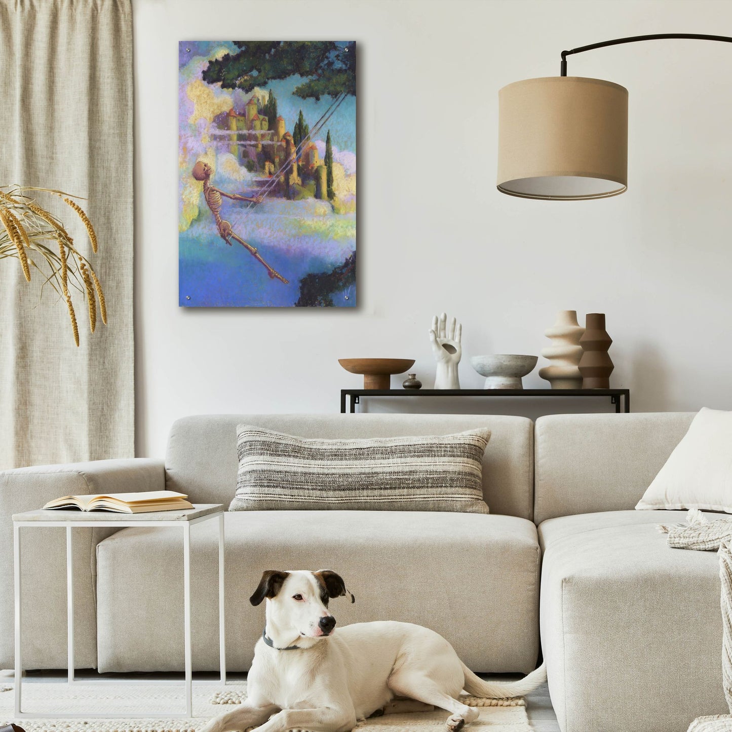 Epic Art 'Swingin-Skelly' by Marie Marfia Fine Art, Acrylic Glass Wall Art,24x36