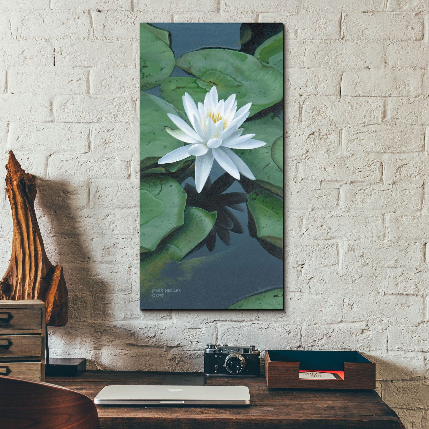 Epic Art 'Early to Rise - Water Lily' by Mark Mueller Wildlife Art, Acrylic Glass Wall Art,12x24