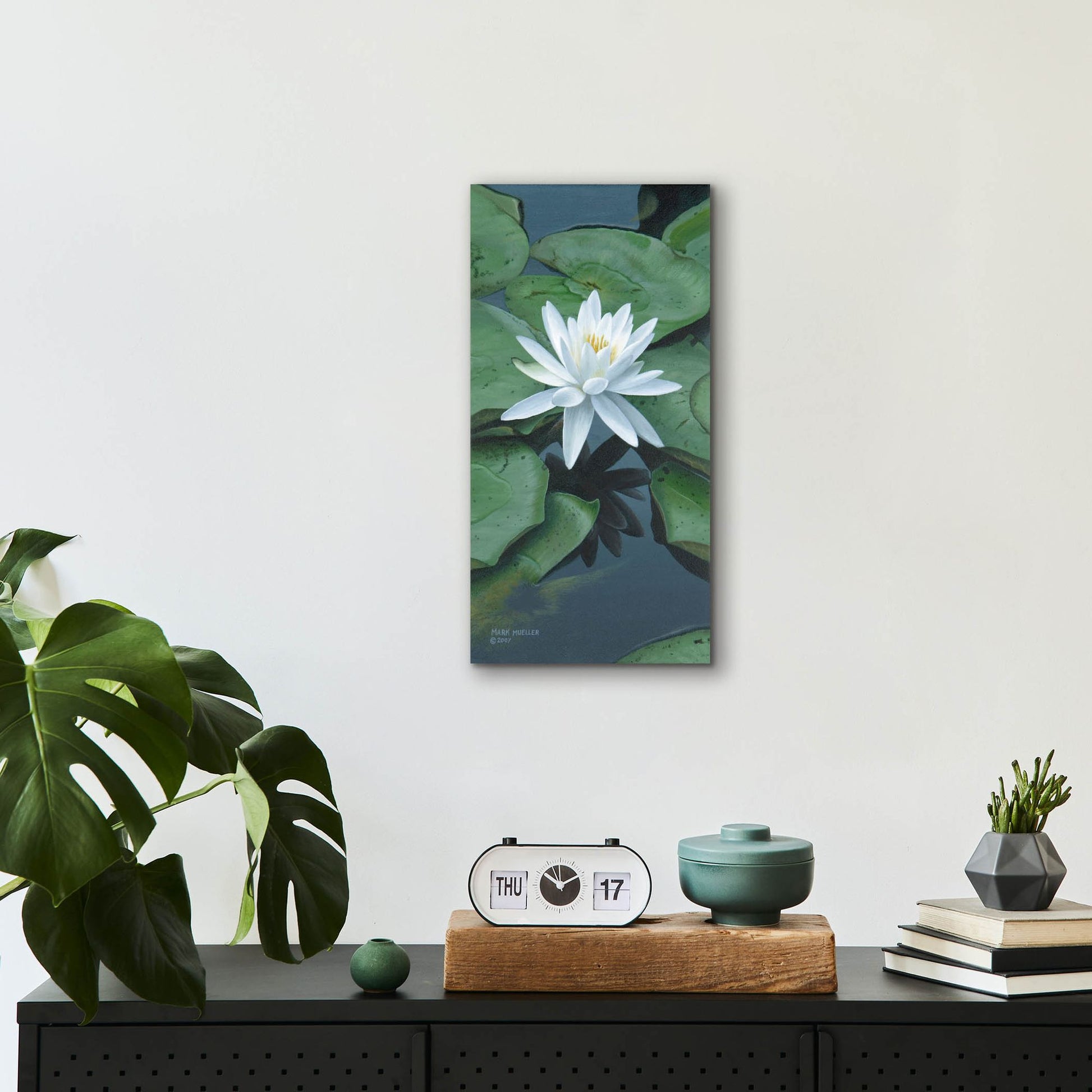 Epic Art 'Early to Rise - Water Lily' by Mark Mueller Wildlife Art, Acrylic Glass Wall Art,12x24