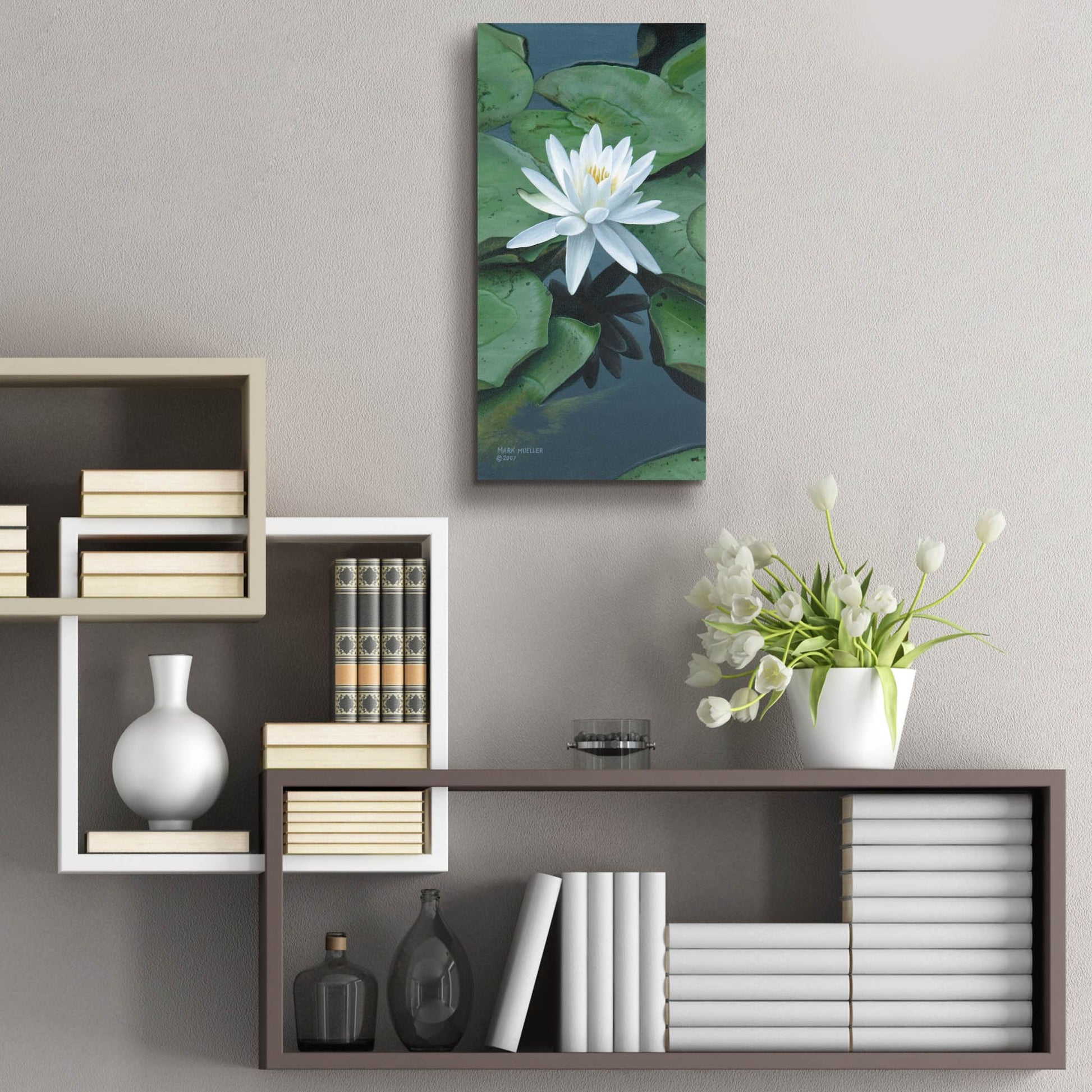 Epic Art 'Early to Rise - Water Lily' by Mark Mueller Wildlife Art, Acrylic Glass Wall Art,12x24