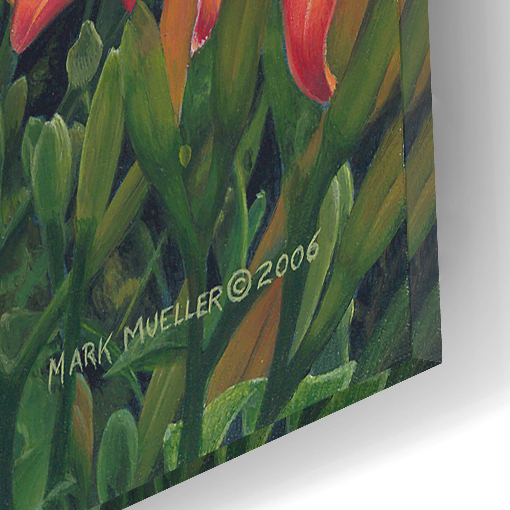 Epic Art 'Edge of the Woods - Bluebird and Daylilies' by Mark Mueller Wildlife Art, Acrylic Glass Wall Art,12x16