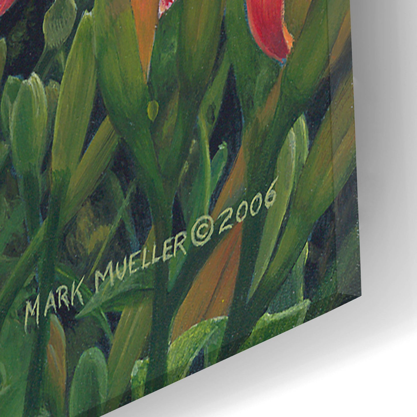 Epic Art 'Edge of the Woods - Bluebird and Daylilies' by Mark Mueller Wildlife Art, Acrylic Glass Wall Art,16x24