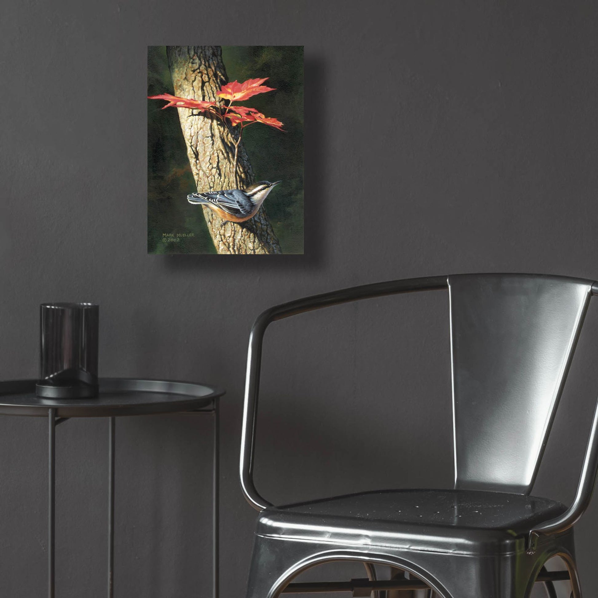 Epic Art 'Fall - Red-breasted Nuthatch' by Mark Mueller Wildlife Art, Acrylic Glass Wall Art,12x16