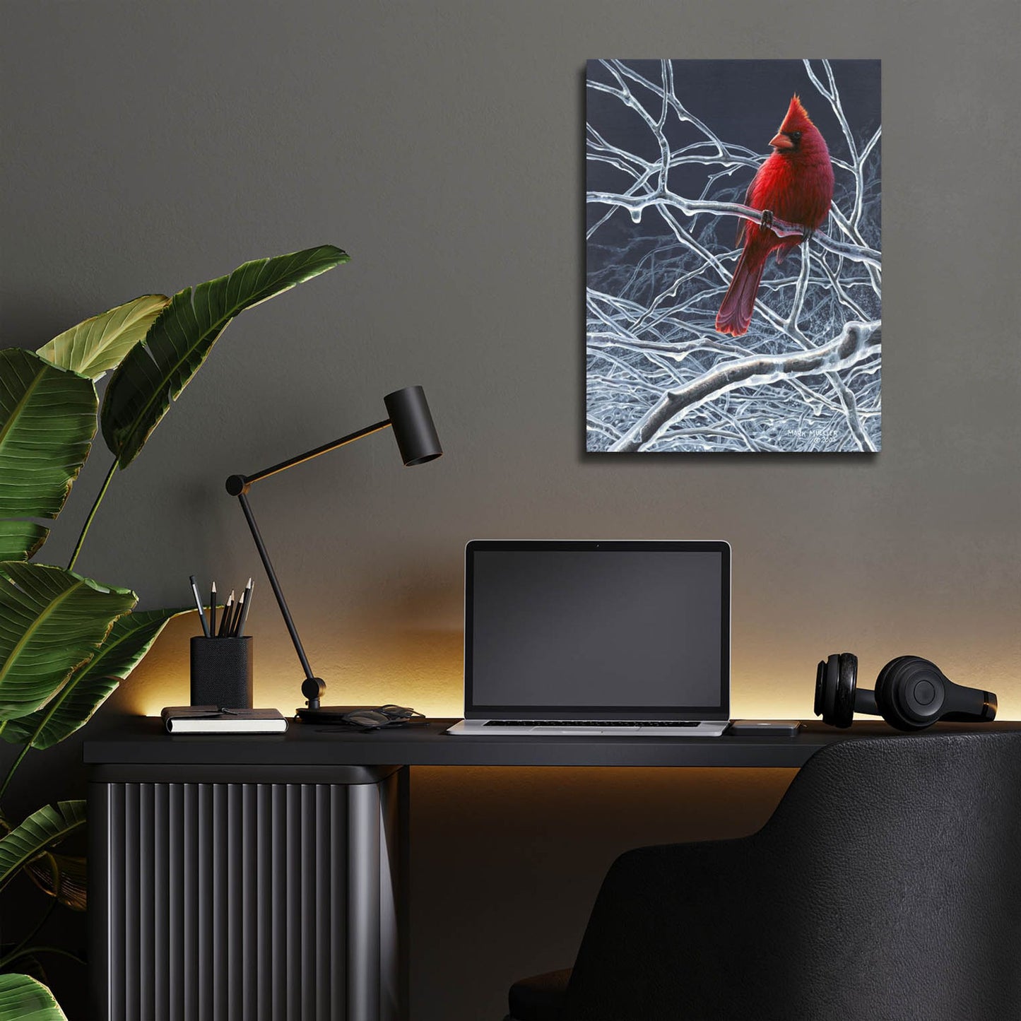 Epic Art 'Fire and Ice - Cardinal' by Mark Mueller Wildlife Art, Acrylic Glass Wall Art,12x16