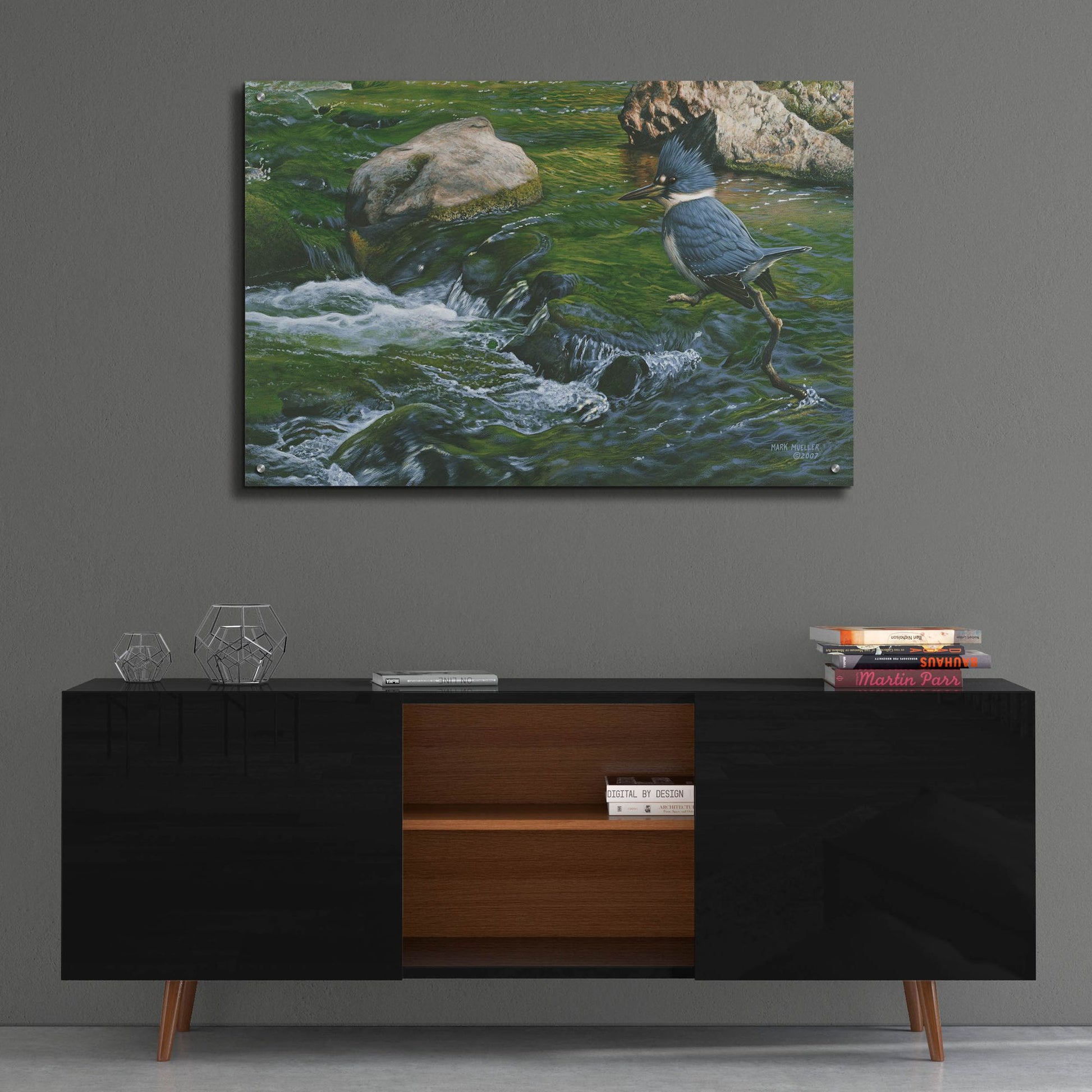 Epic Art 'Fishin' Hole - Kingfisher' by Mark Mueller Wildlife Art, Acrylic Glass Wall Art,36x24