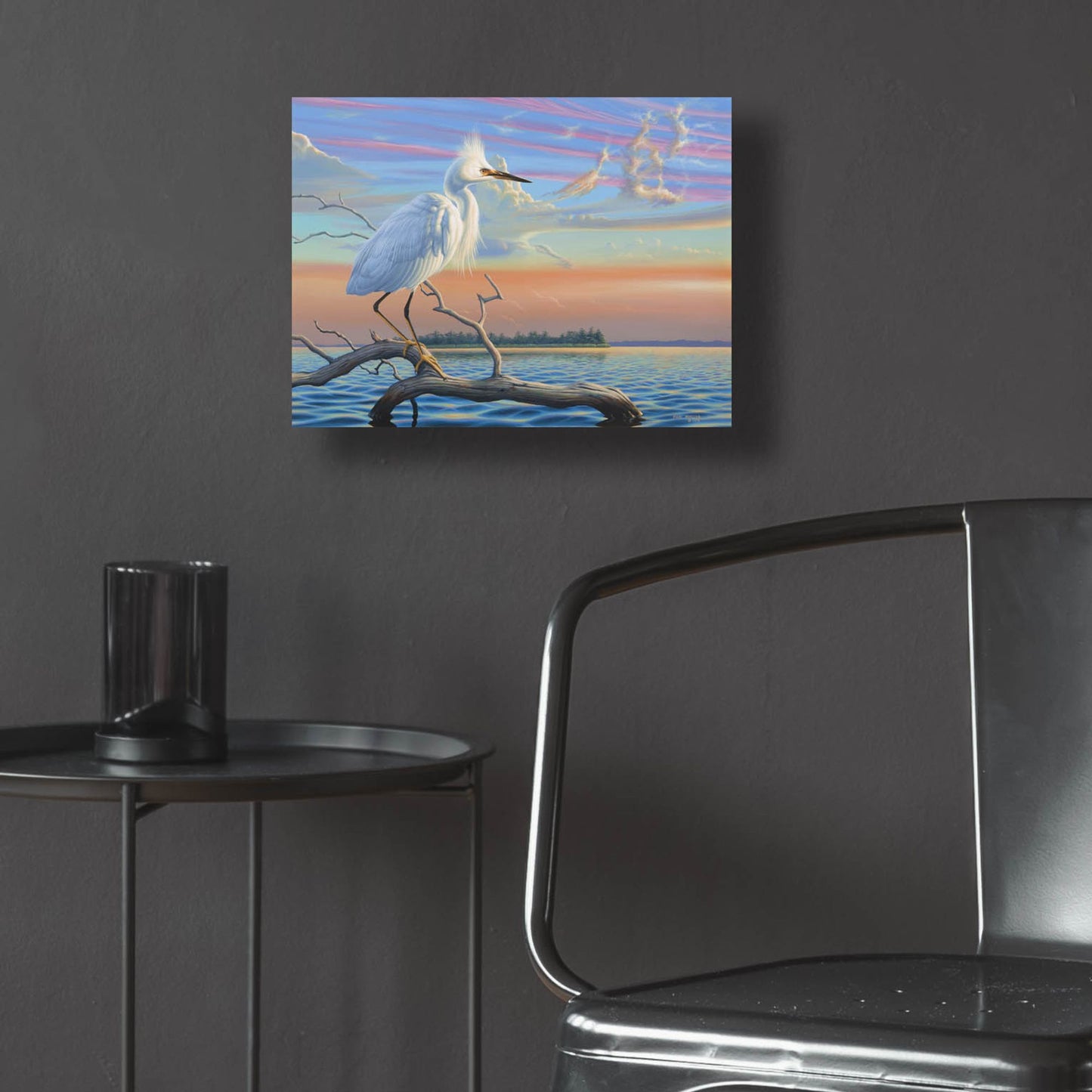 Epic Art 'Reflections - Snowy Egret' by Mark Mueller Wildlife Art, Acrylic Glass Wall Art,16x12