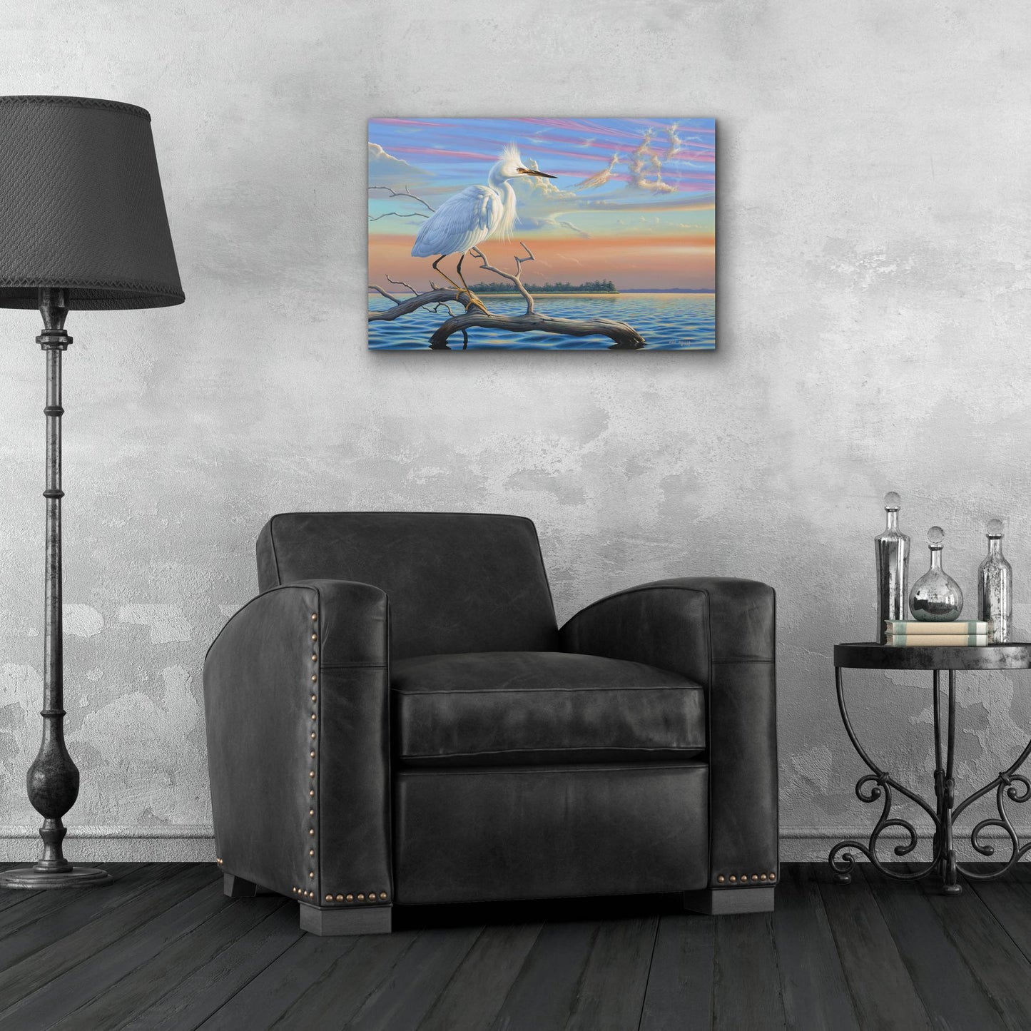 Epic Art 'Reflections - Snowy Egret' by Mark Mueller Wildlife Art, Acrylic Glass Wall Art,24x16