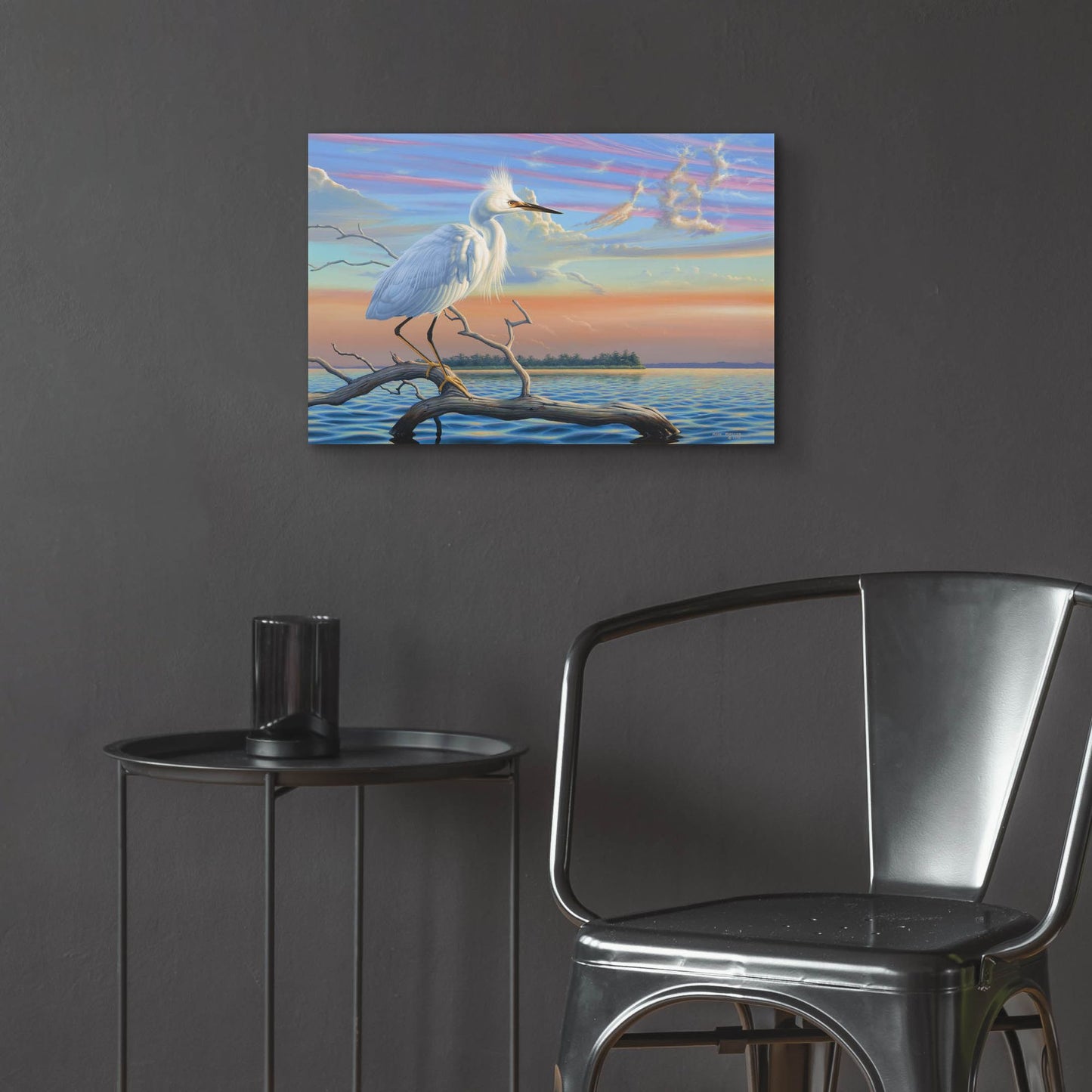 Epic Art 'Reflections - Snowy Egret' by Mark Mueller Wildlife Art, Acrylic Glass Wall Art,24x16