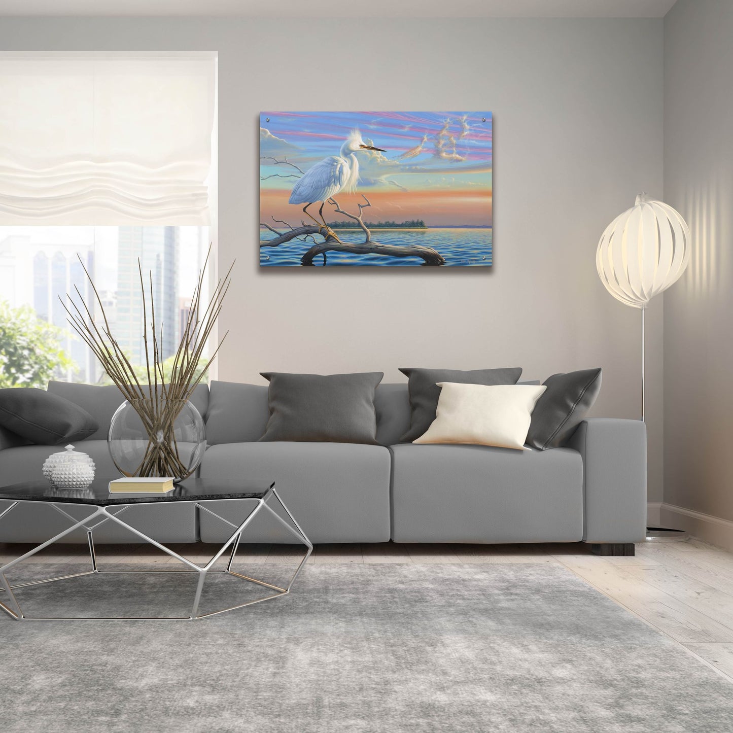 Epic Art 'Reflections - Snowy Egret' by Mark Mueller Wildlife Art, Acrylic Glass Wall Art,36x24