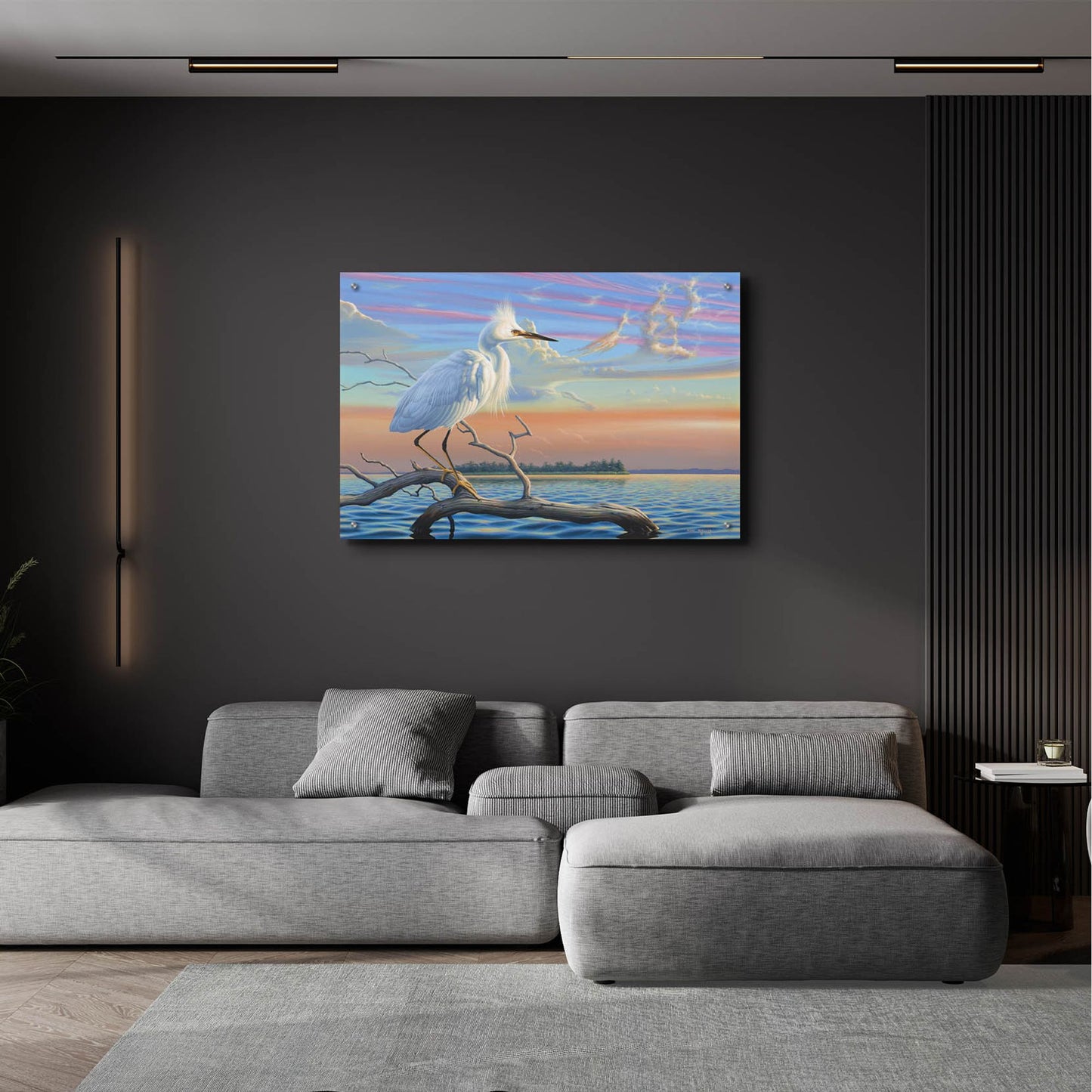 Epic Art 'Reflections - Snowy Egret' by Mark Mueller Wildlife Art, Acrylic Glass Wall Art,36x24