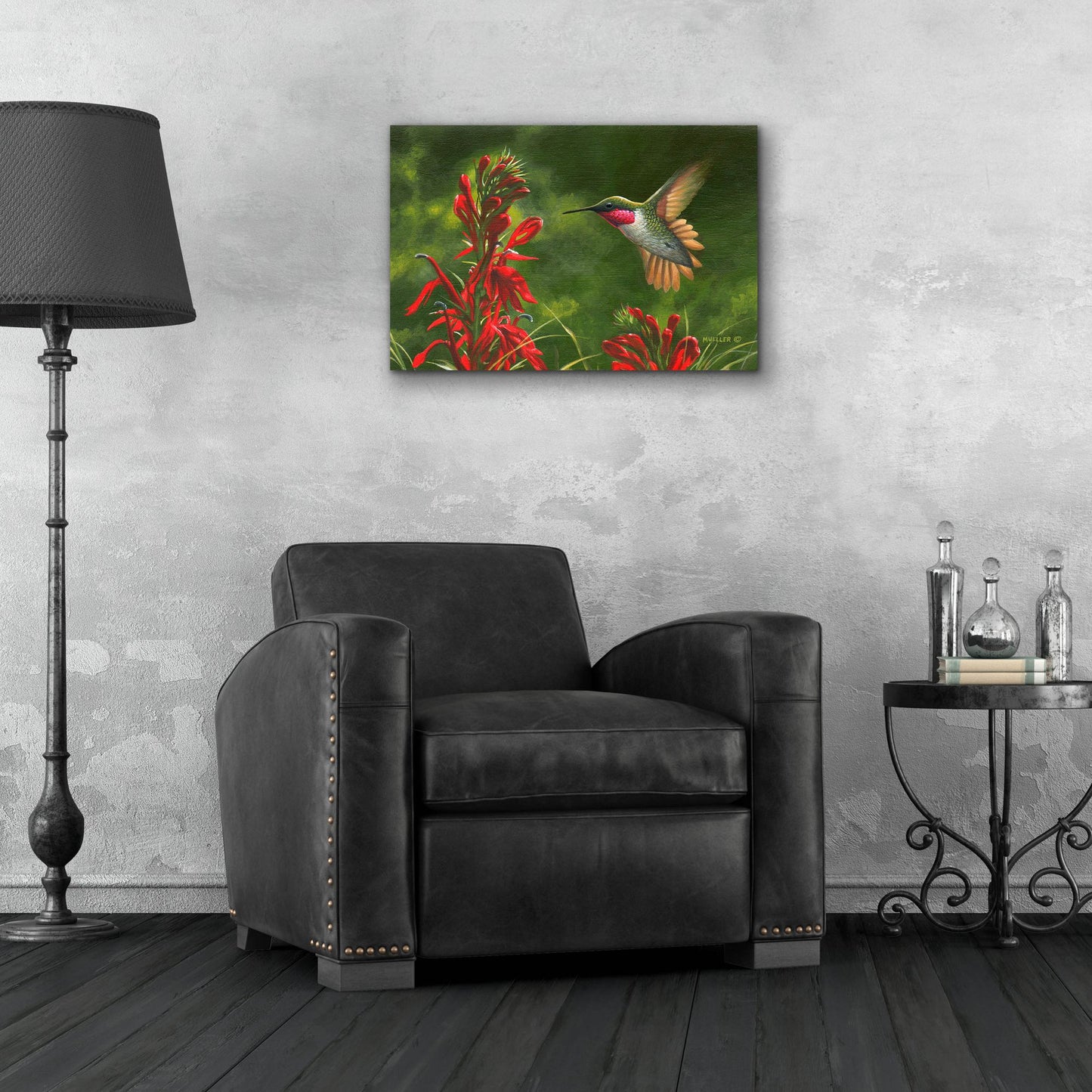 Epic Art 'Seeing Red - Hummingbird and Cardinal Flower' by Mark Mueller Wildlife Art, Acrylic Glass Wall Art,24x16