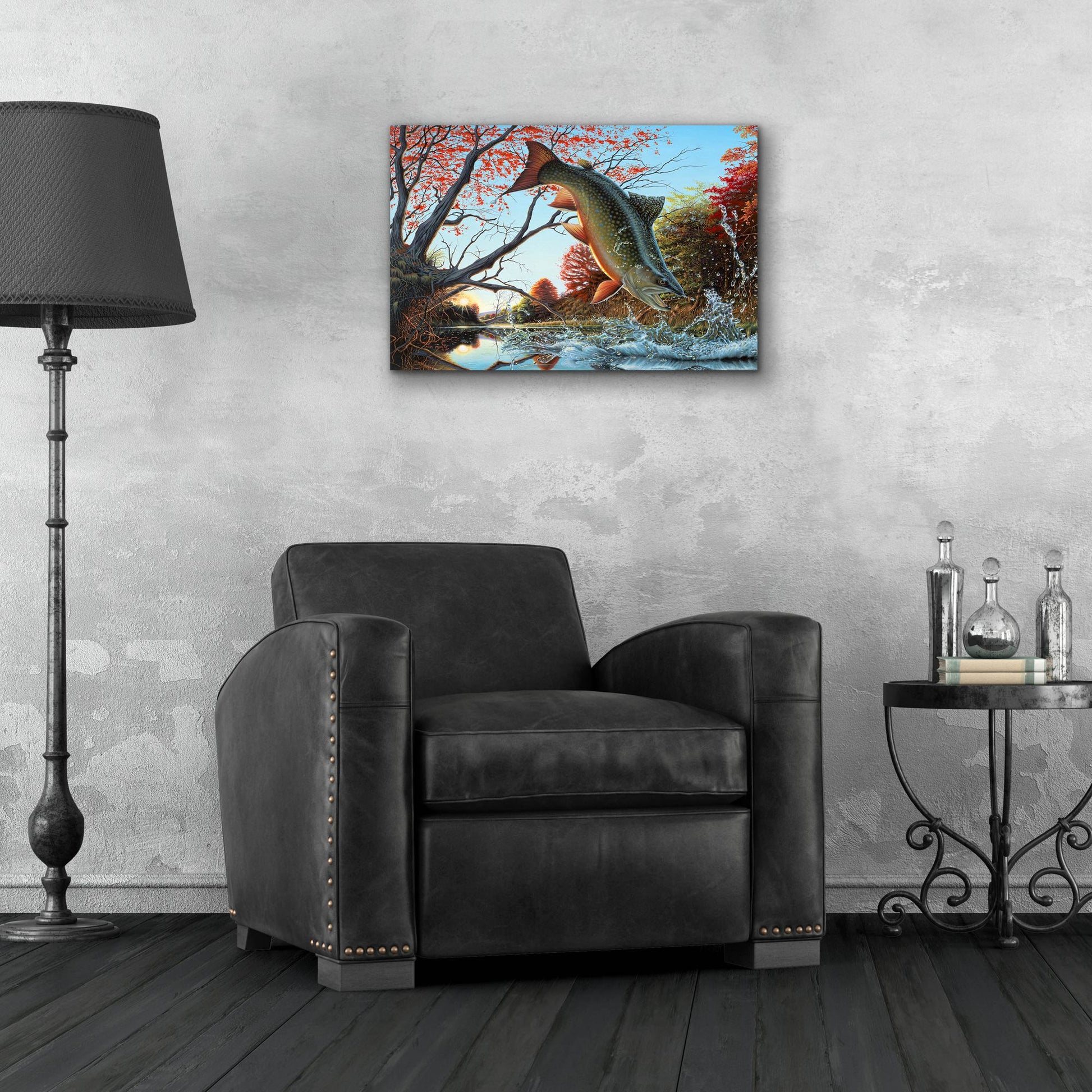 Epic Art 'Splash of Color - Brook Trout' by Mark Mueller Wildlife Art, Acrylic Glass Wall Art,24x16