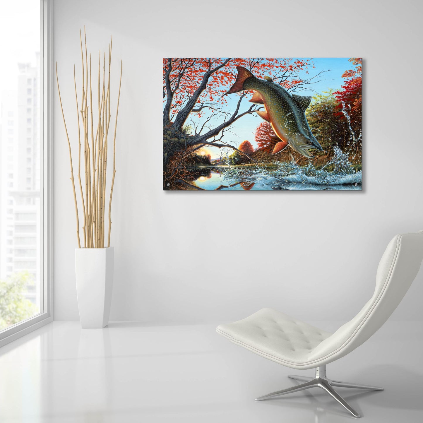 Epic Art 'Splash of Color - Brook Trout' by Mark Mueller Wildlife Art, Acrylic Glass Wall Art,36x24