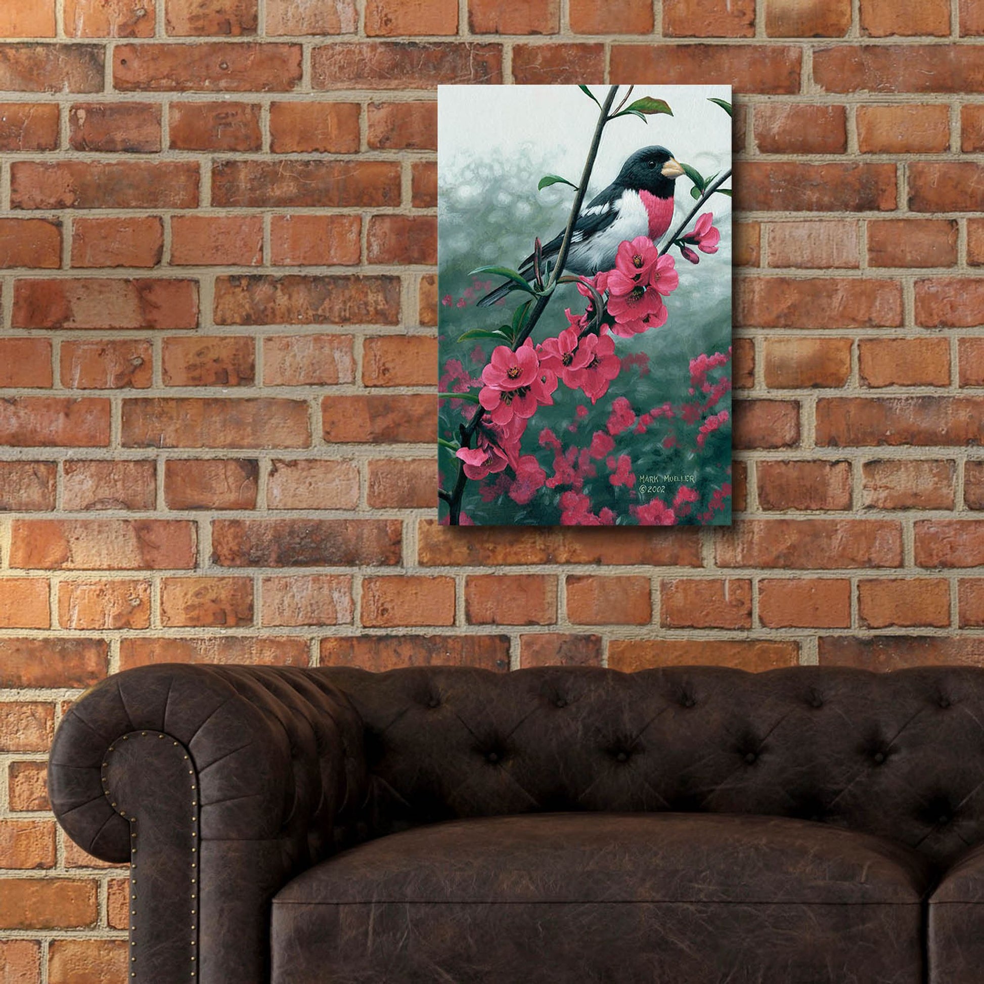 Epic Art 'Spring - Rose-breasted Grosbeak' by Mark Mueller Wildlife Art, Acrylic Glass Wall Art,16x24