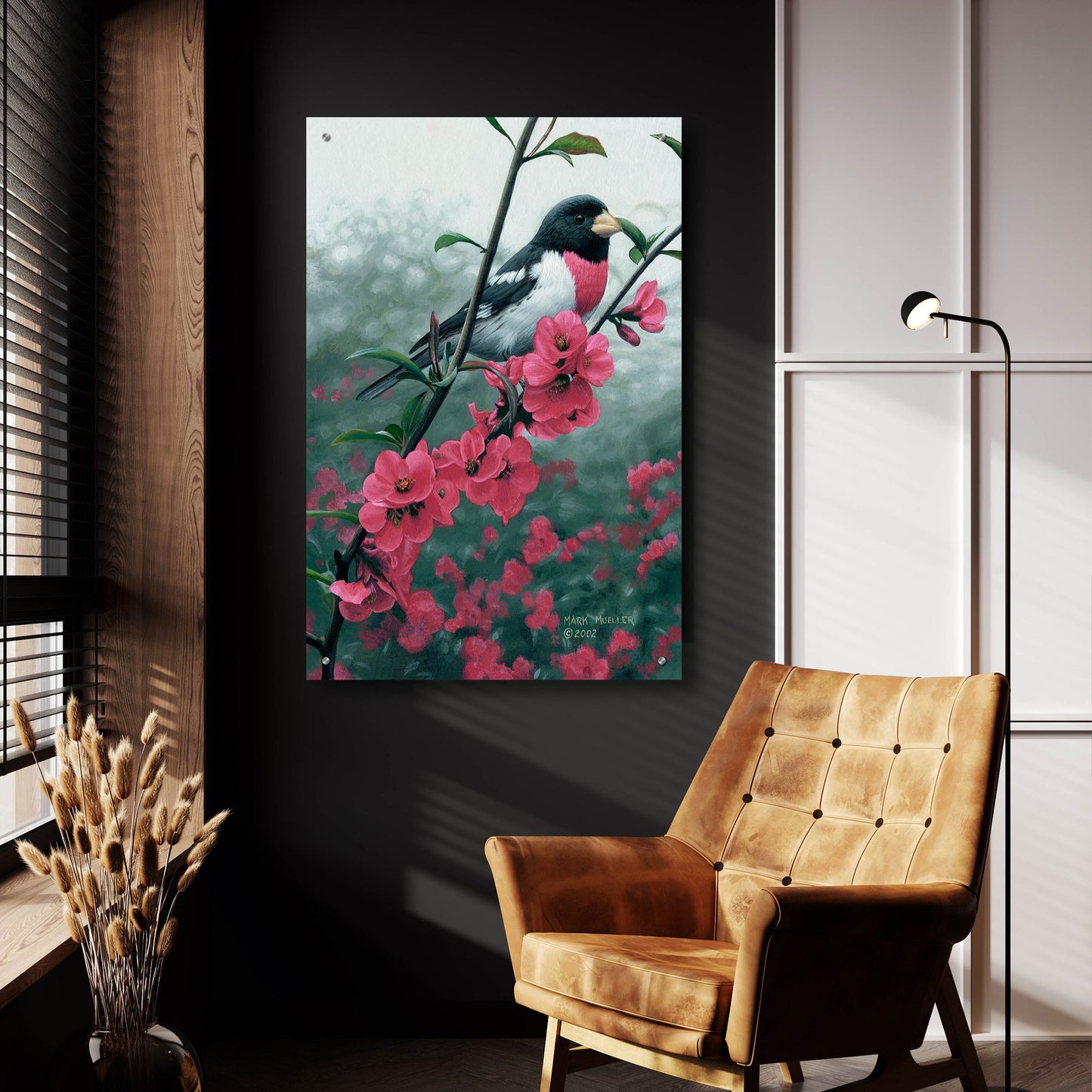 Epic Art 'Spring - Rose-breasted Grosbeak' by Mark Mueller Wildlife Art, Acrylic Glass Wall Art,24x36