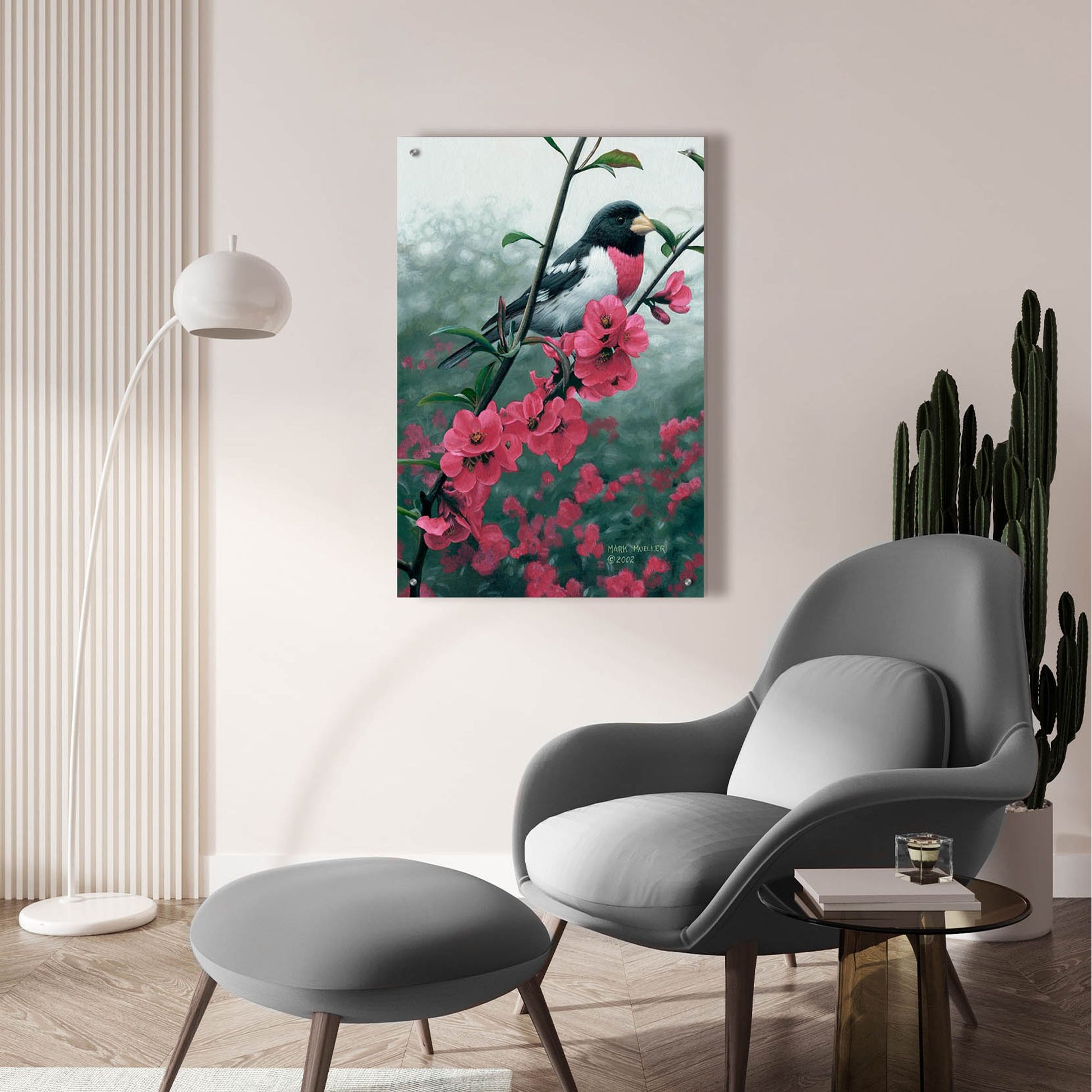 Epic Art 'Spring - Rose-breasted Grosbeak' by Mark Mueller Wildlife Art, Acrylic Glass Wall Art,24x36