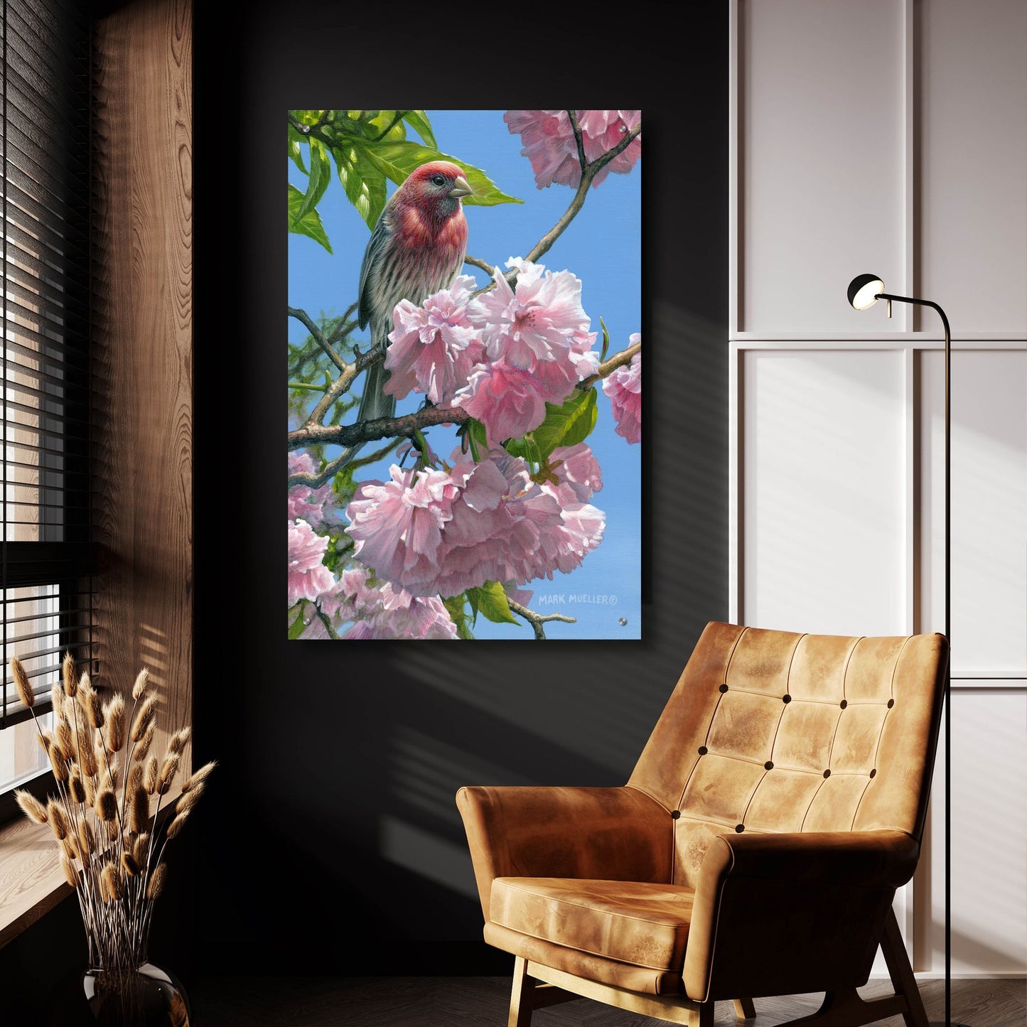 Epic Art 'Spring Glory - House Finch' by Mark Mueller Wildlife Art, Acrylic Glass Wall Art,24x36