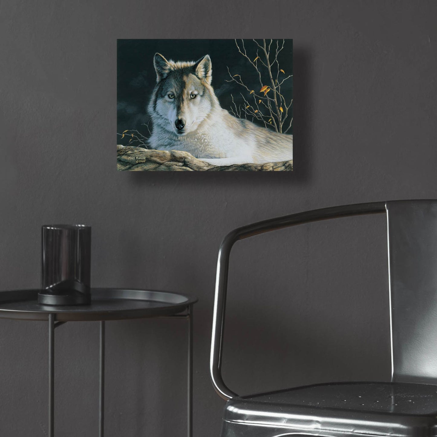 Epic Art 'Watchful Eyes - Gray Wolf' by Mark Mueller Wildlife Art, Acrylic Glass Wall Art,16x12