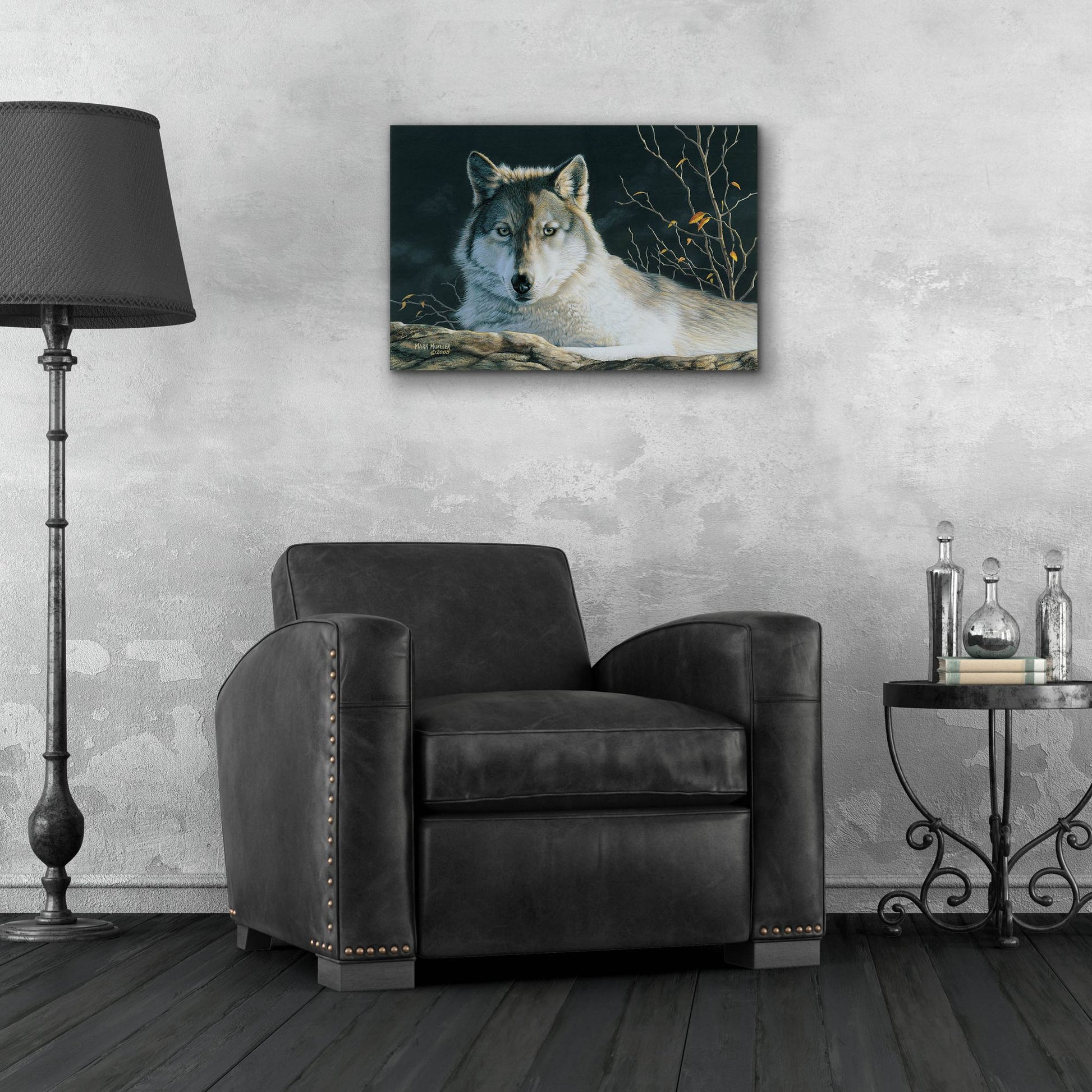 Epic Art 'Watchful Eyes - Gray Wolf' by Mark Mueller Wildlife Art, Acrylic Glass Wall Art,24x16