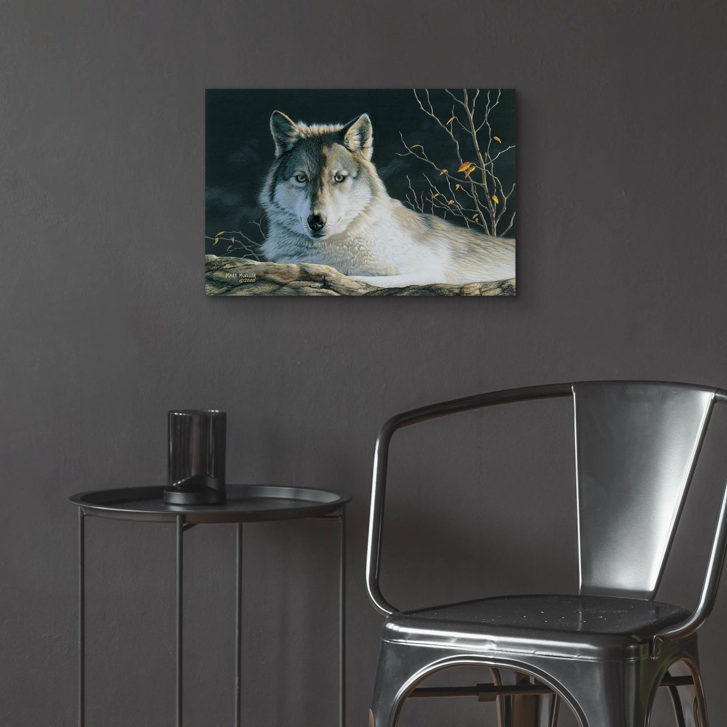 Epic Art 'Watchful Eyes - Gray Wolf' by Mark Mueller Wildlife Art, Acrylic Glass Wall Art,24x16