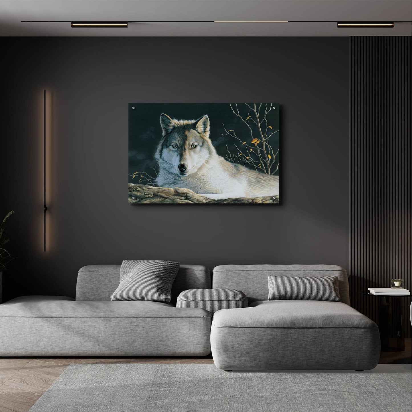 Epic Art 'Watchful Eyes - Gray Wolf' by Mark Mueller Wildlife Art, Acrylic Glass Wall Art,36x24