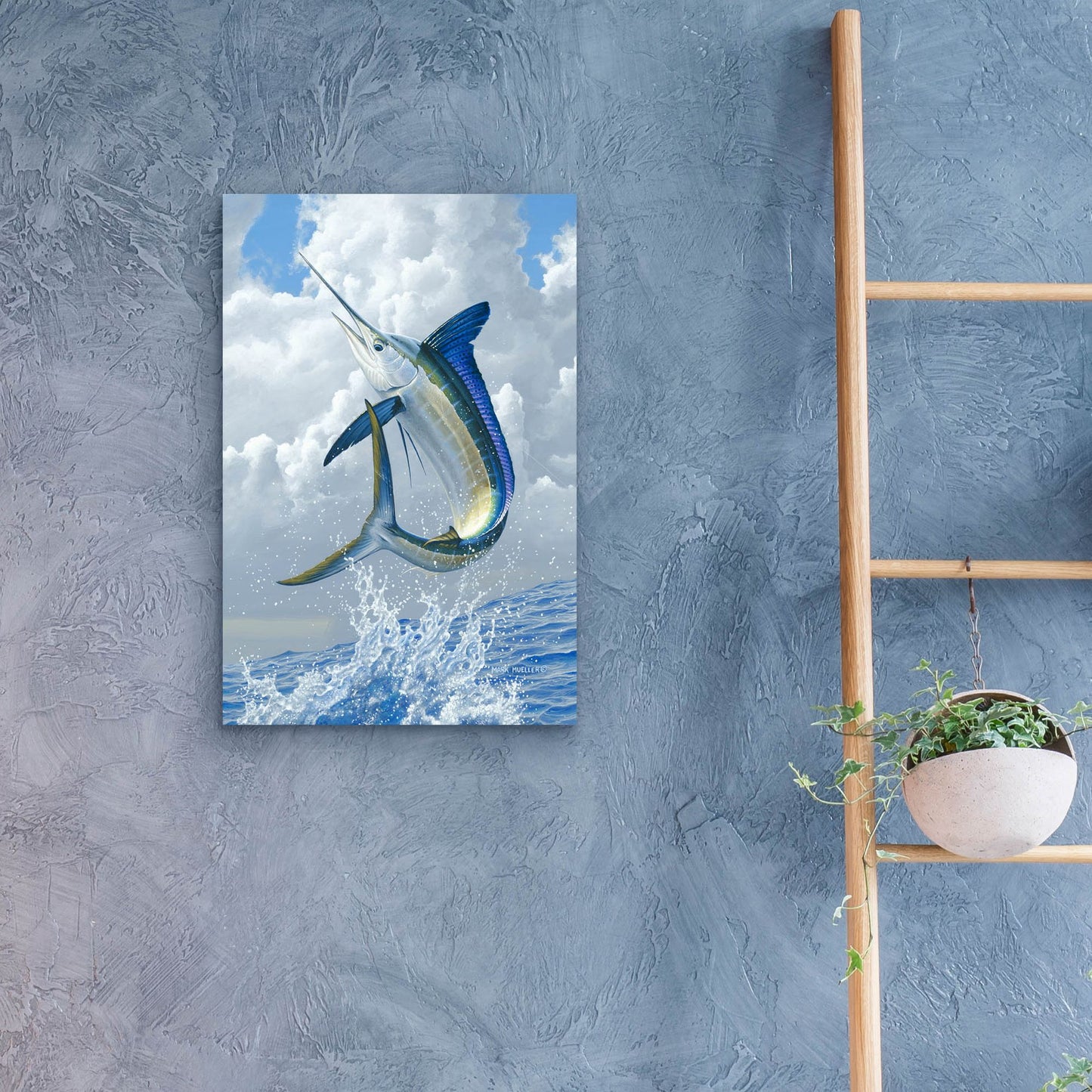 Epic Art 'White Marlin' by Mark Mueller Wildlife Art, Acrylic Glass Wall Art,16x24