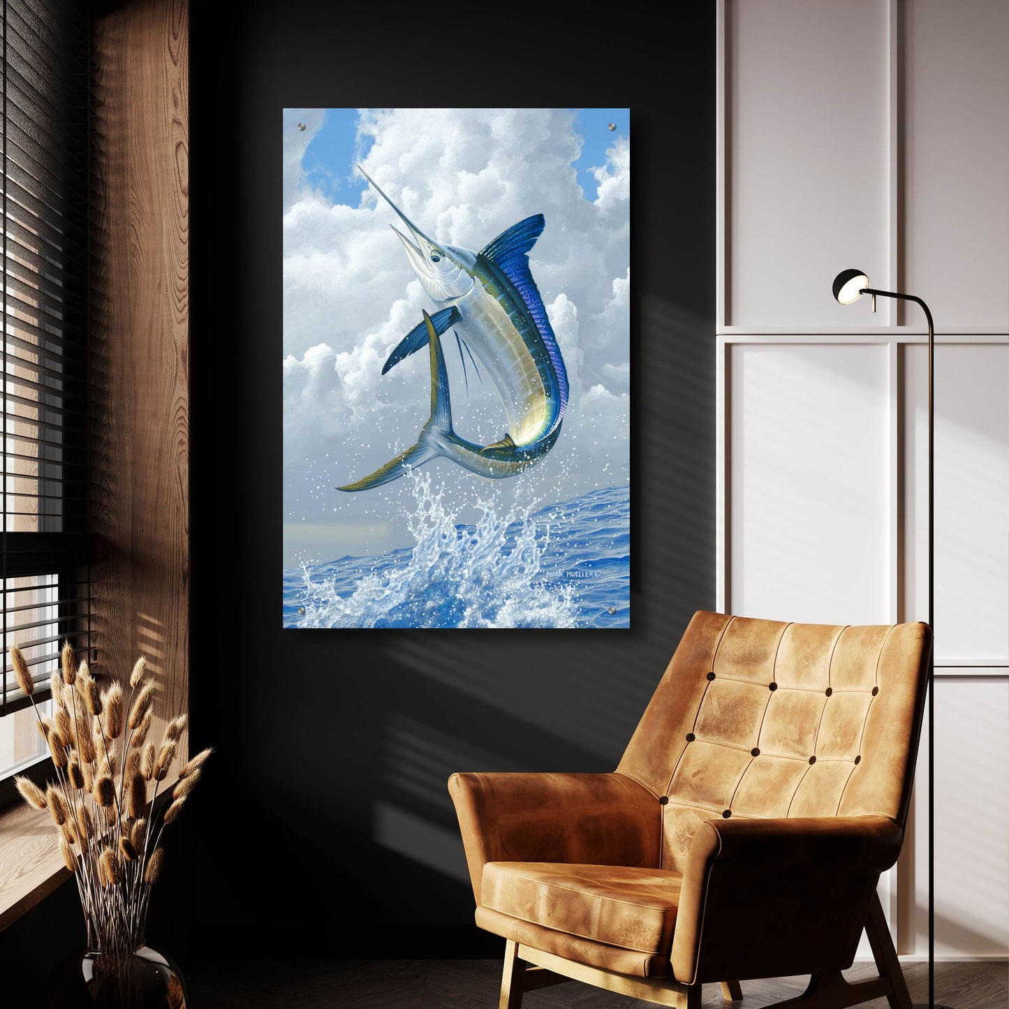 Epic Art 'White Marlin' by Mark Mueller Wildlife Art, Acrylic Glass Wall Art,24x36