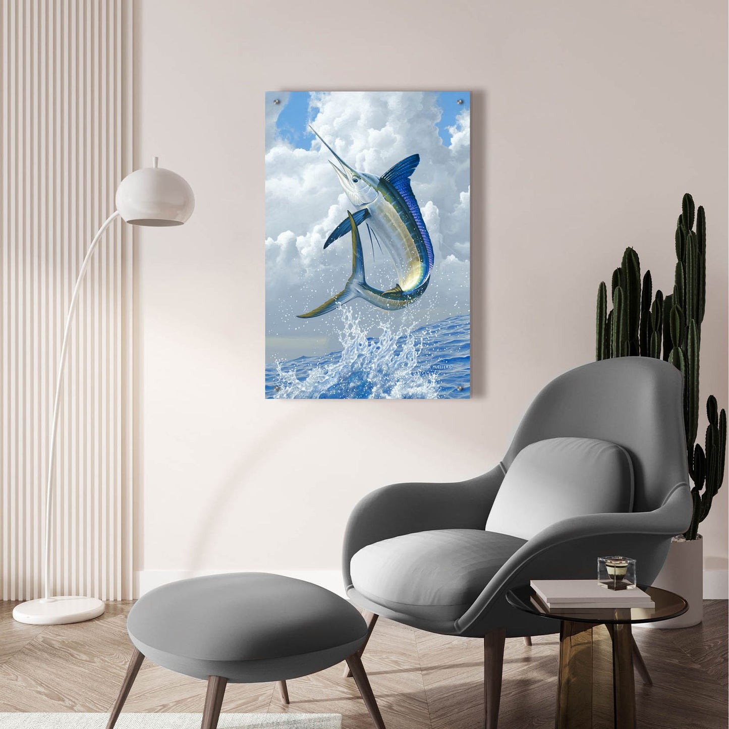 Epic Art 'White Marlin' by Mark Mueller Wildlife Art, Acrylic Glass Wall Art,24x36