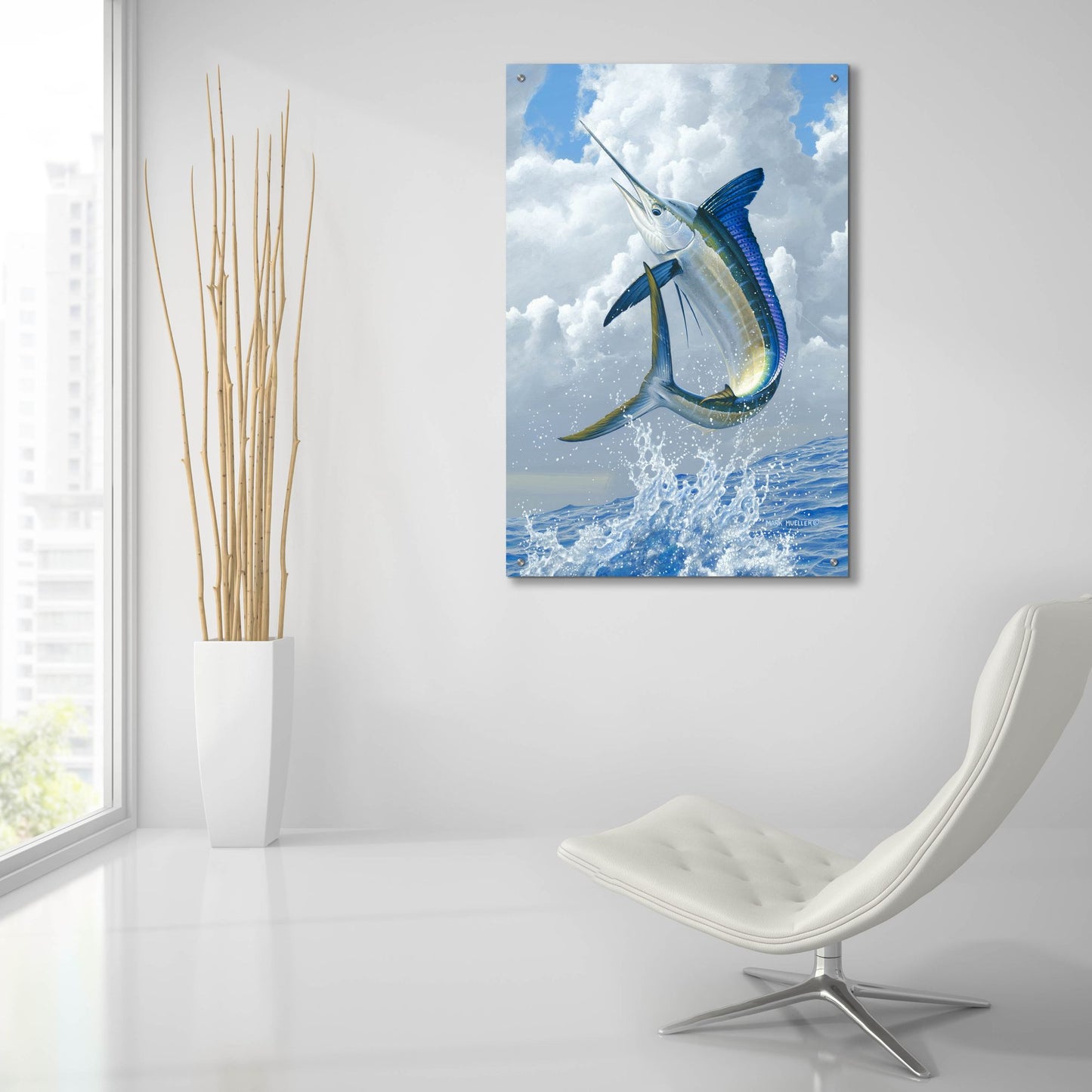 Epic Art 'White Marlin' by Mark Mueller Wildlife Art, Acrylic Glass Wall Art,24x36