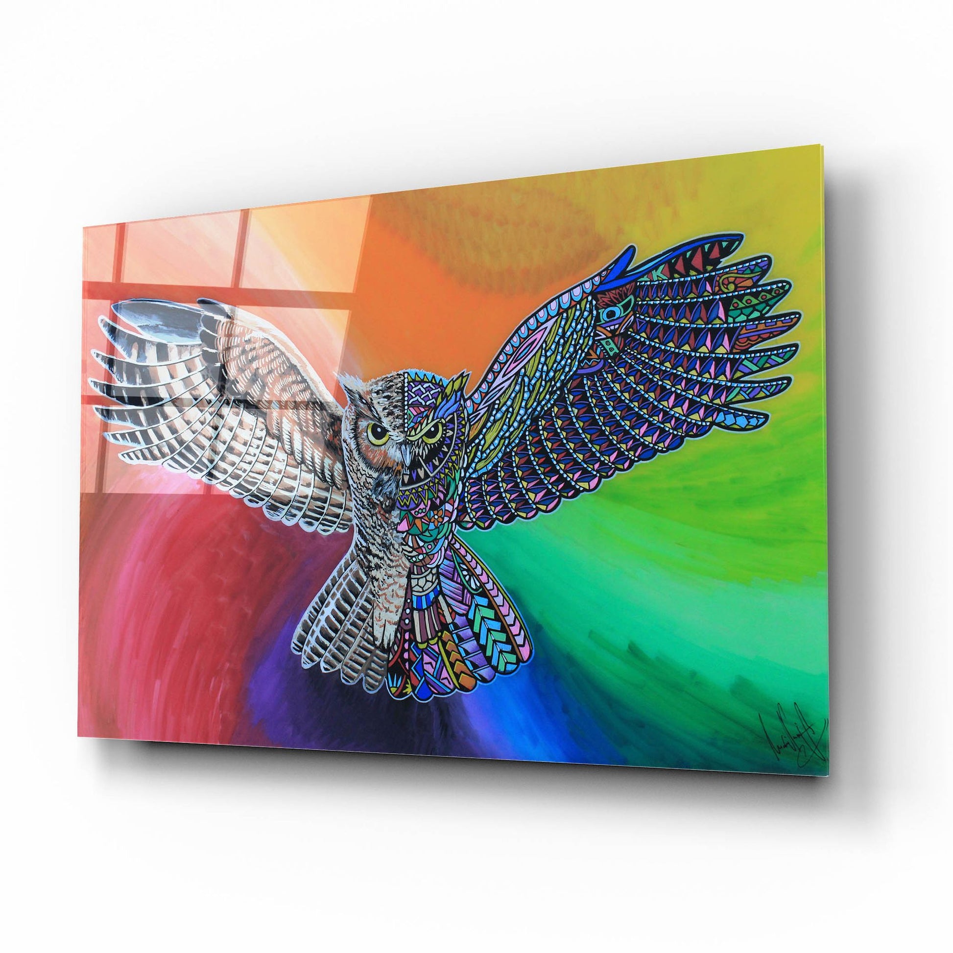 Epic Art 'Animals Of Pride - Owl' by Martin Nasim, Acrylic Glass Wall Art,16x12