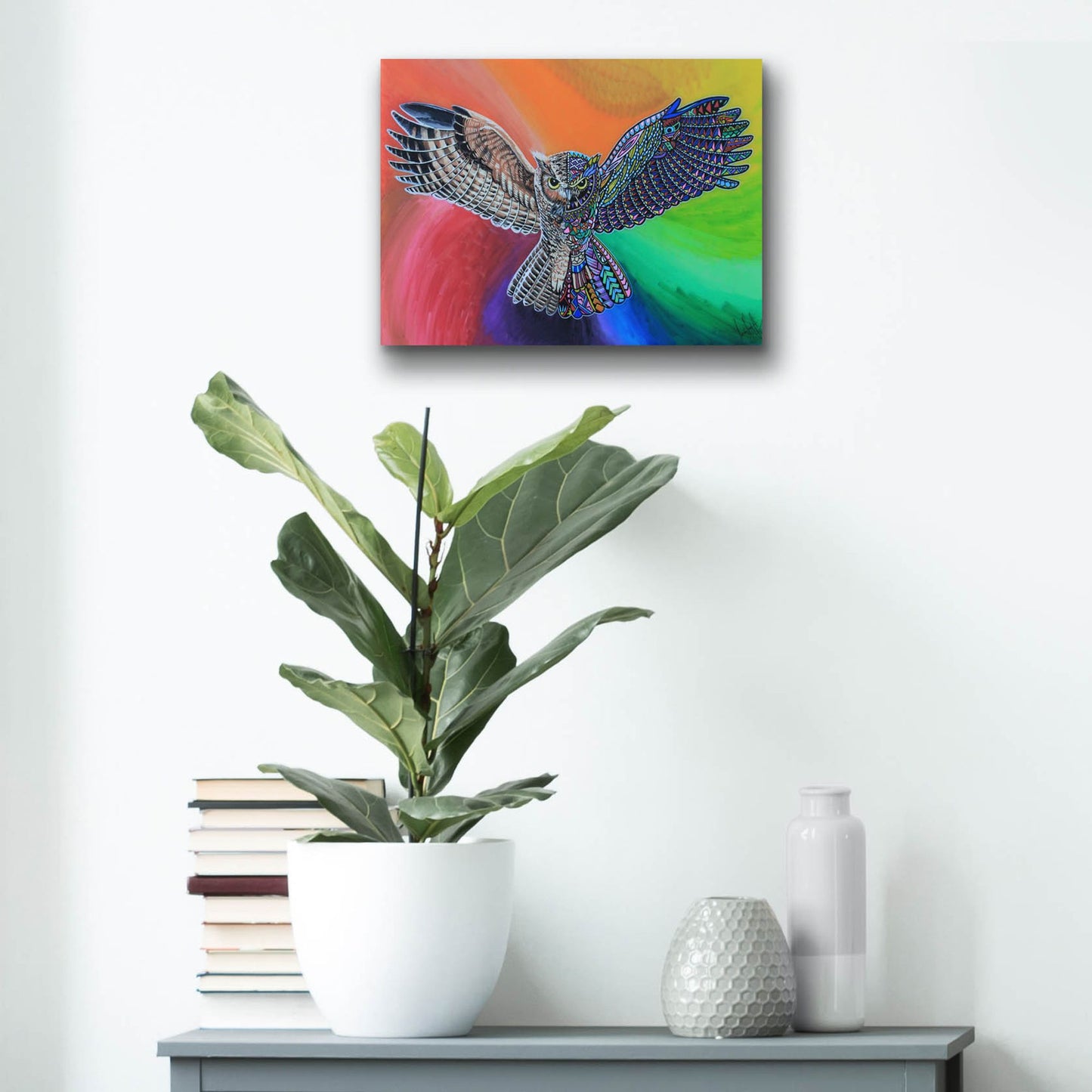 Epic Art 'Animals Of Pride - Owl' by Martin Nasim, Acrylic Glass Wall Art,16x12