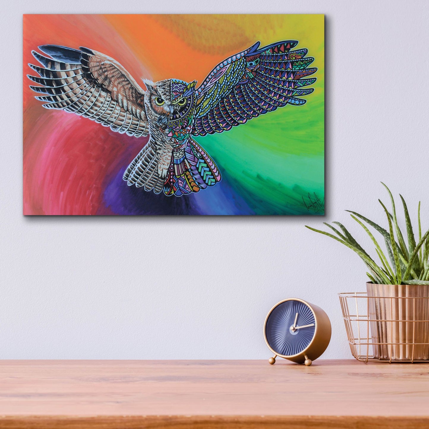 Epic Art 'Animals Of Pride - Owl' by Martin Nasim, Acrylic Glass Wall Art,16x12