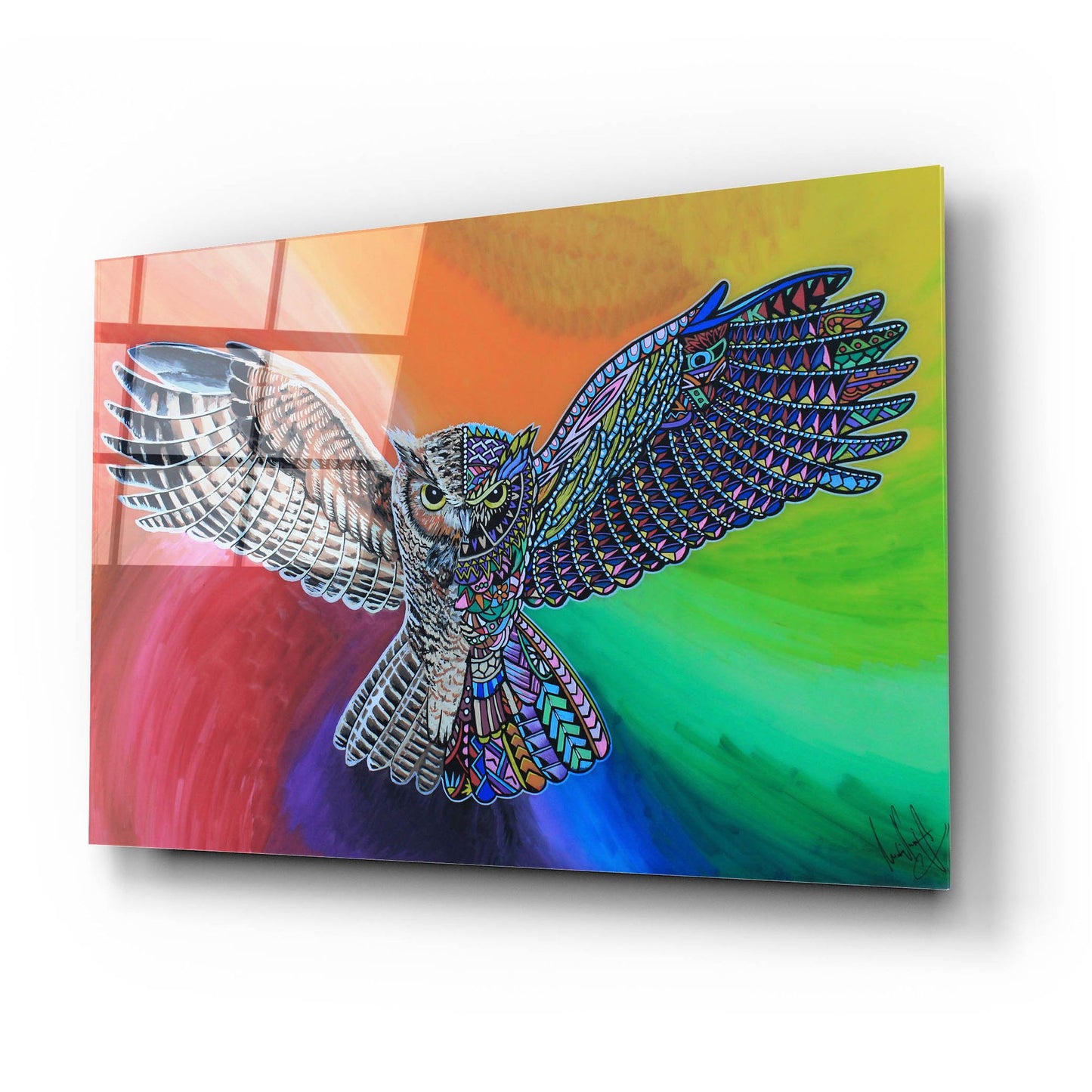 Epic Art 'Animals Of Pride - Owl' by Martin Nasim, Acrylic Glass Wall Art,24x16