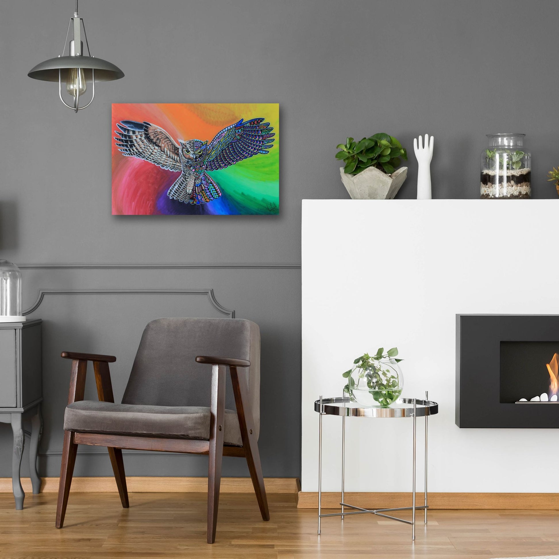 Epic Art 'Animals Of Pride - Owl' by Martin Nasim, Acrylic Glass Wall Art,24x16