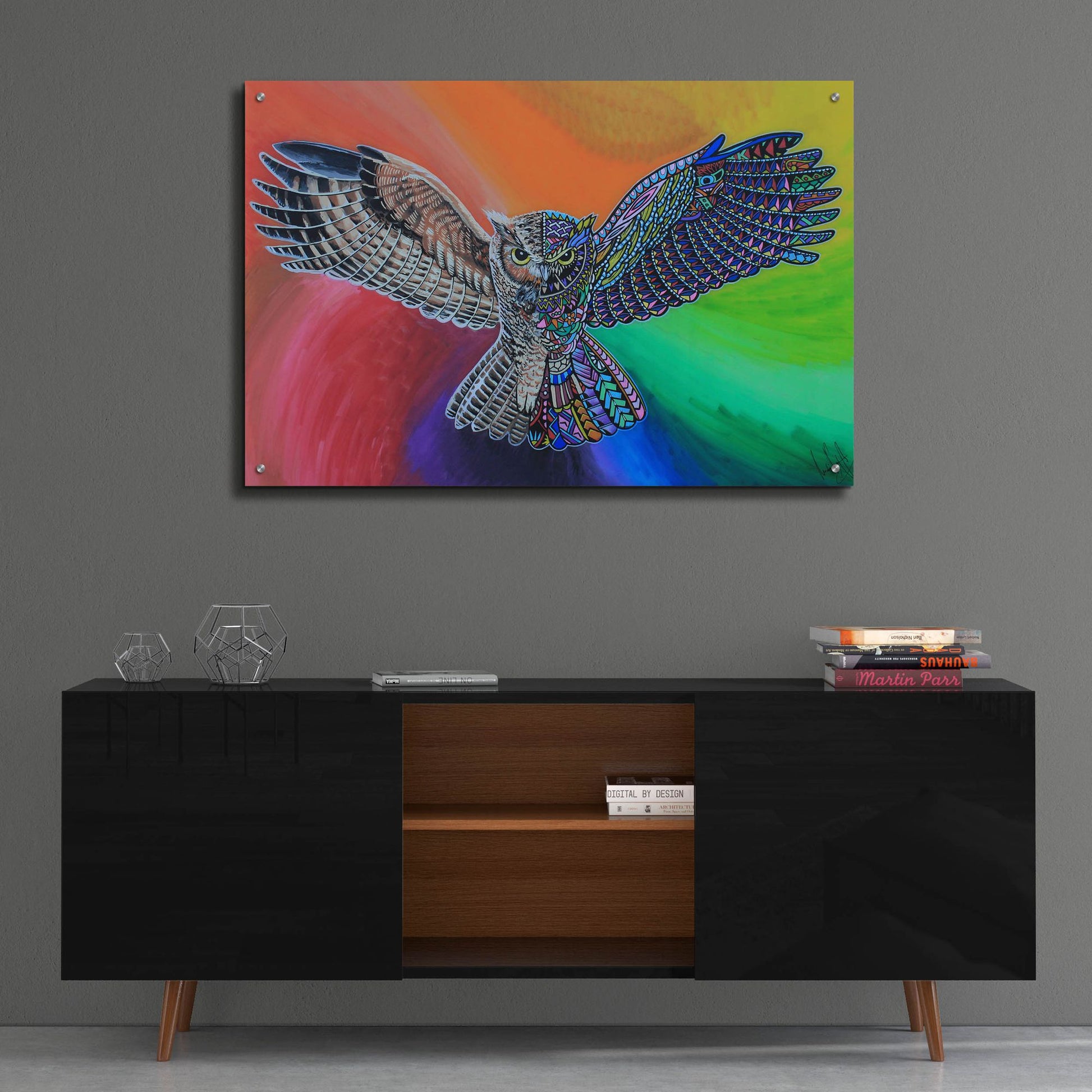 Epic Art 'Animals Of Pride - Owl' by Martin Nasim, Acrylic Glass Wall Art,36x24