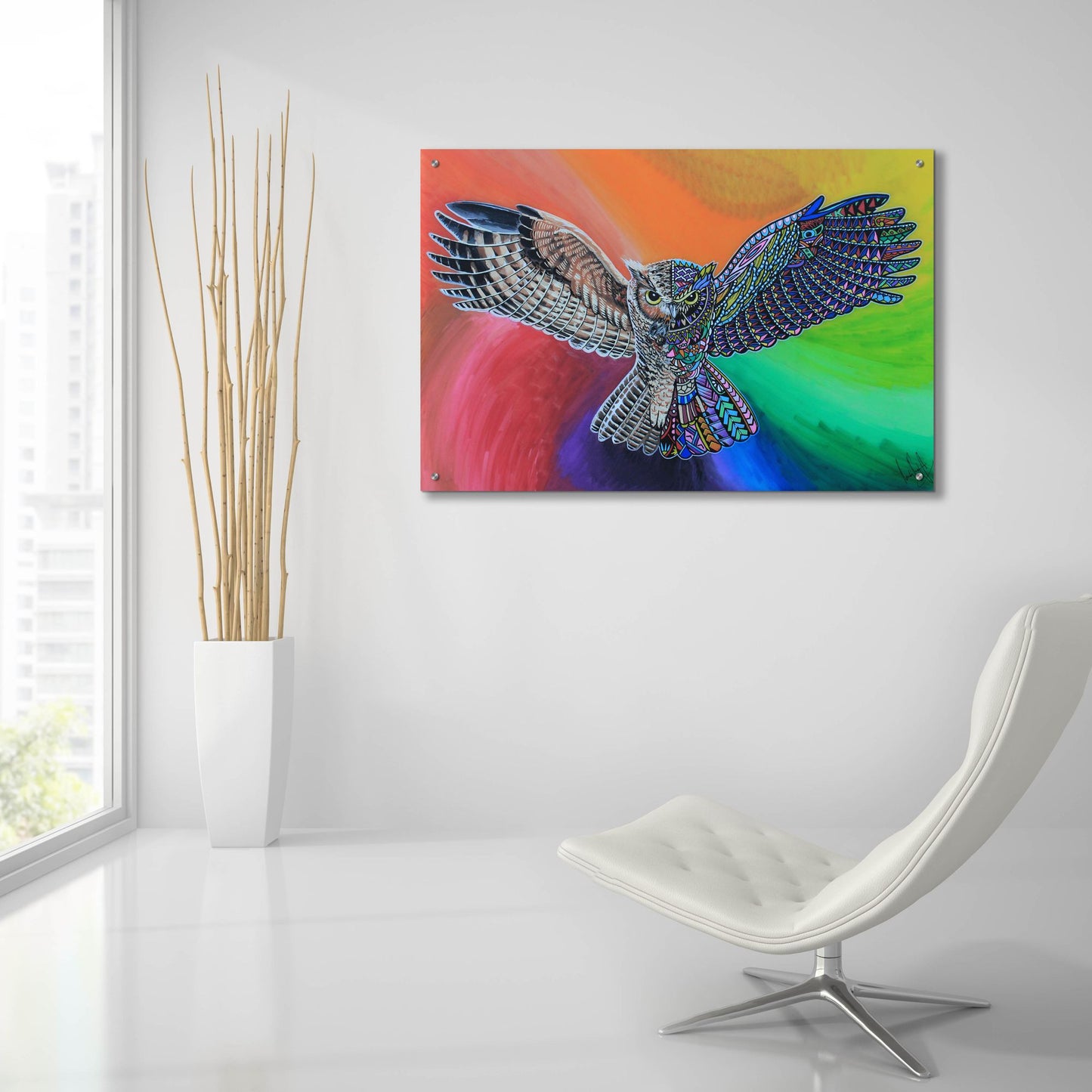 Epic Art 'Animals Of Pride - Owl' by Martin Nasim, Acrylic Glass Wall Art,36x24