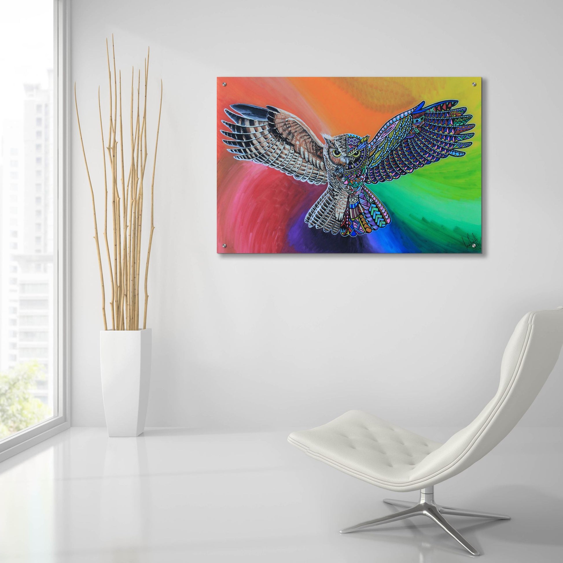 Epic Art 'Animals Of Pride - Owl' by Martin Nasim, Acrylic Glass Wall Art,36x24