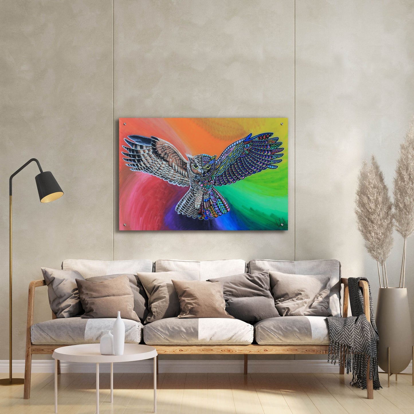 Epic Art 'Animals Of Pride - Owl' by Martin Nasim, Acrylic Glass Wall Art,36x24
