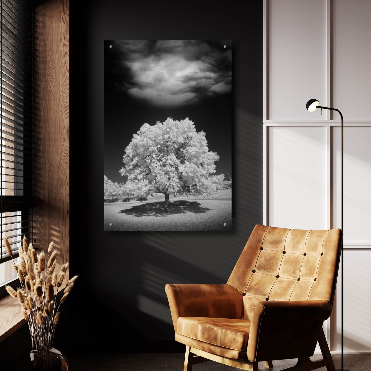 Epic Art 'Lone Tree & Cloud, Green Bay, Wisconsin 12' by Monte Nagler, Acrylic Glass Wall Art,24x36