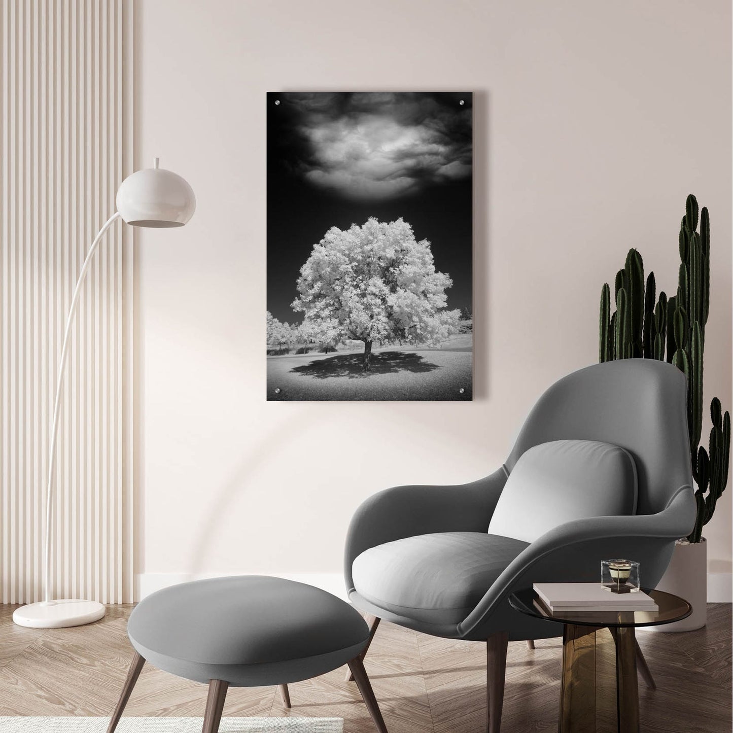 Epic Art 'Lone Tree & Cloud, Green Bay, Wisconsin 12' by Monte Nagler, Acrylic Glass Wall Art,24x36