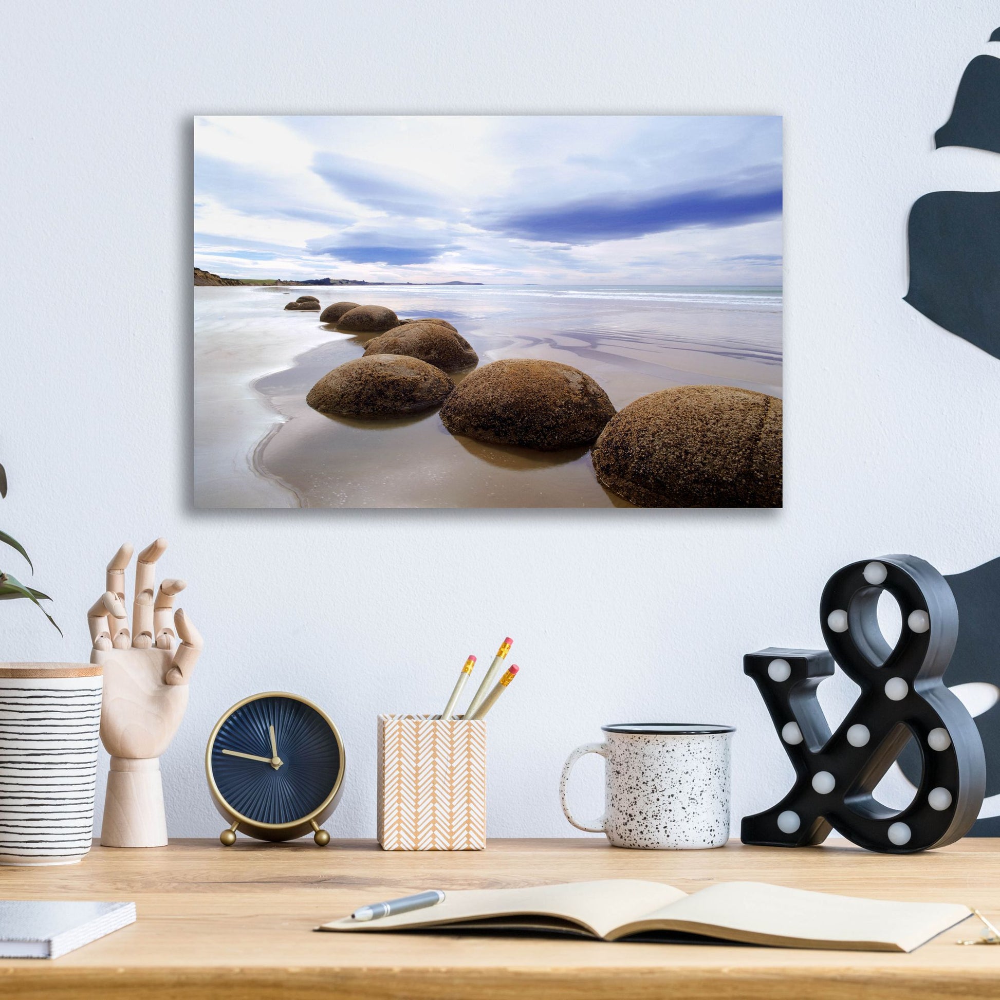 Epic Art 'Moeraki Boulders 3, New Zealand 98' by Monte Nagler, Acrylic Glass Wall Art,16x12