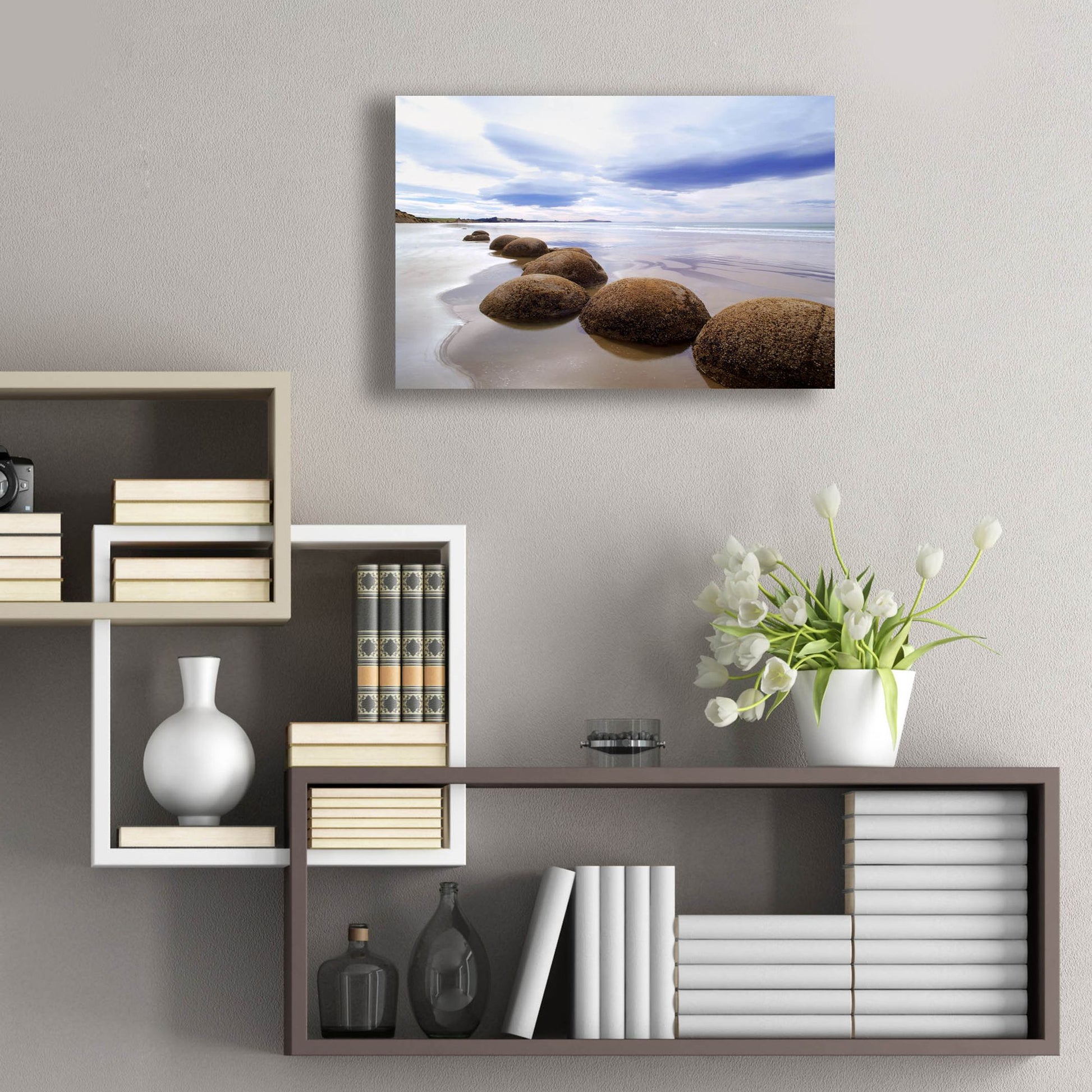 Epic Art 'Moeraki Boulders 3, New Zealand 98' by Monte Nagler, Acrylic Glass Wall Art,24x16