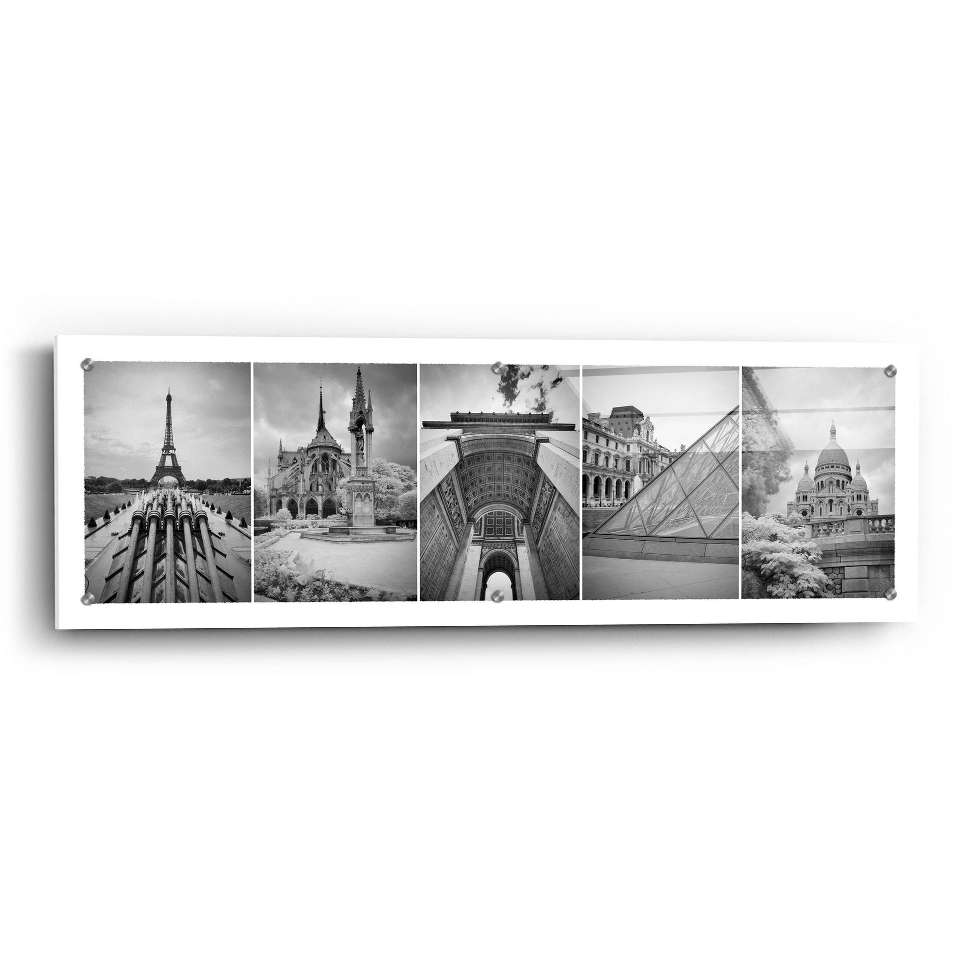 Epic Art 'Paris Montage' by Monte Nagler, Acrylic Glass Wall Art,36x12