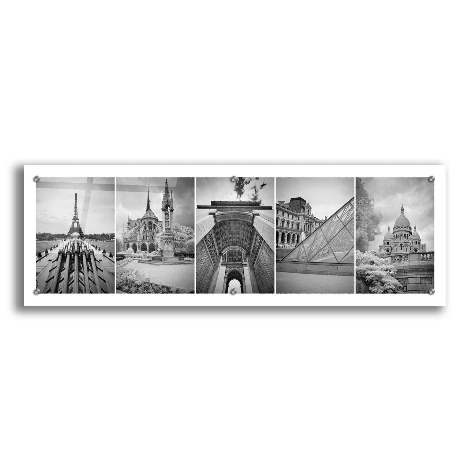 Epic Art 'Paris Montage' by Monte Nagler, Acrylic Glass Wall Art,36x12