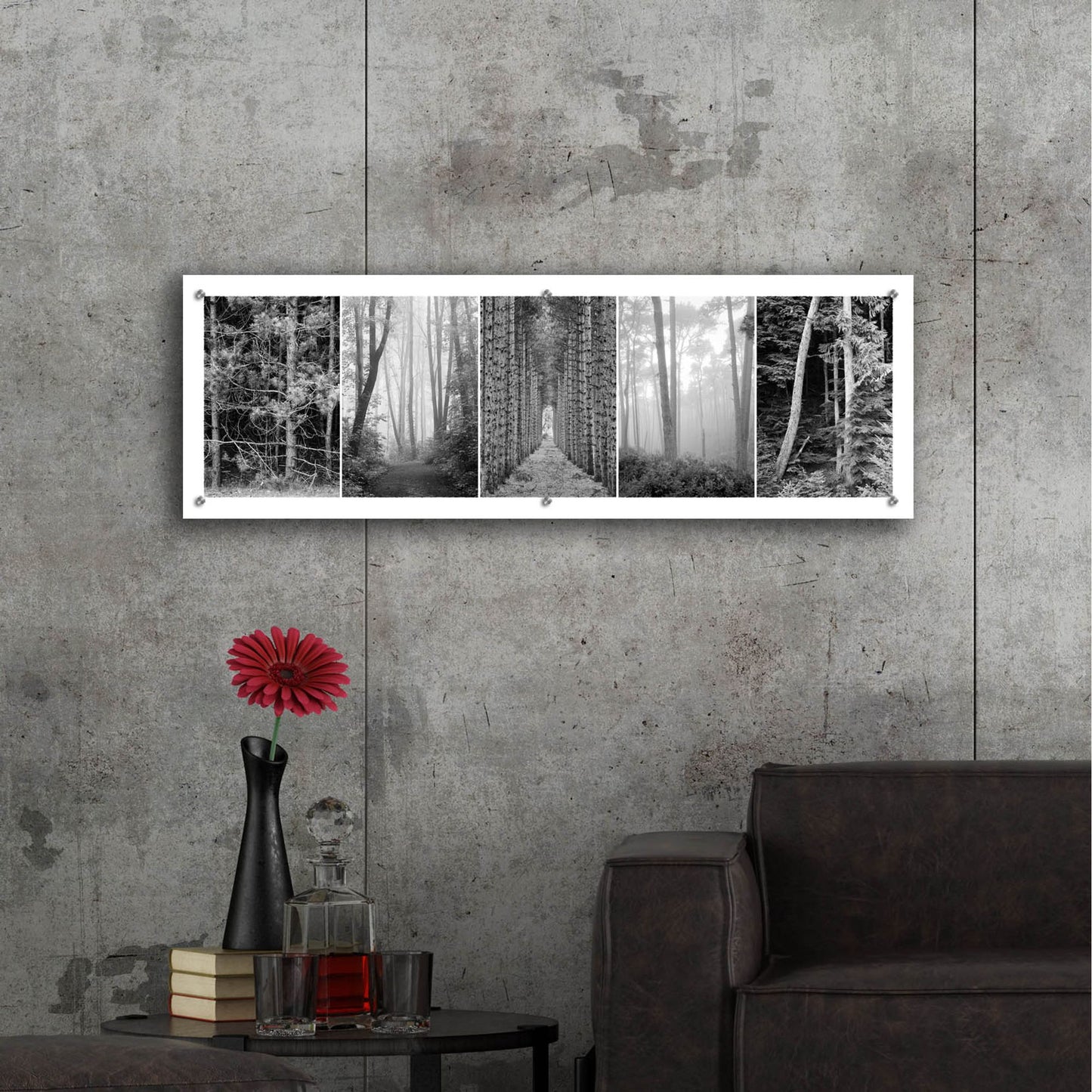 Epic Art 'Tree Montage 1' by Monte Nagler, Acrylic Glass Wall Art,48x16